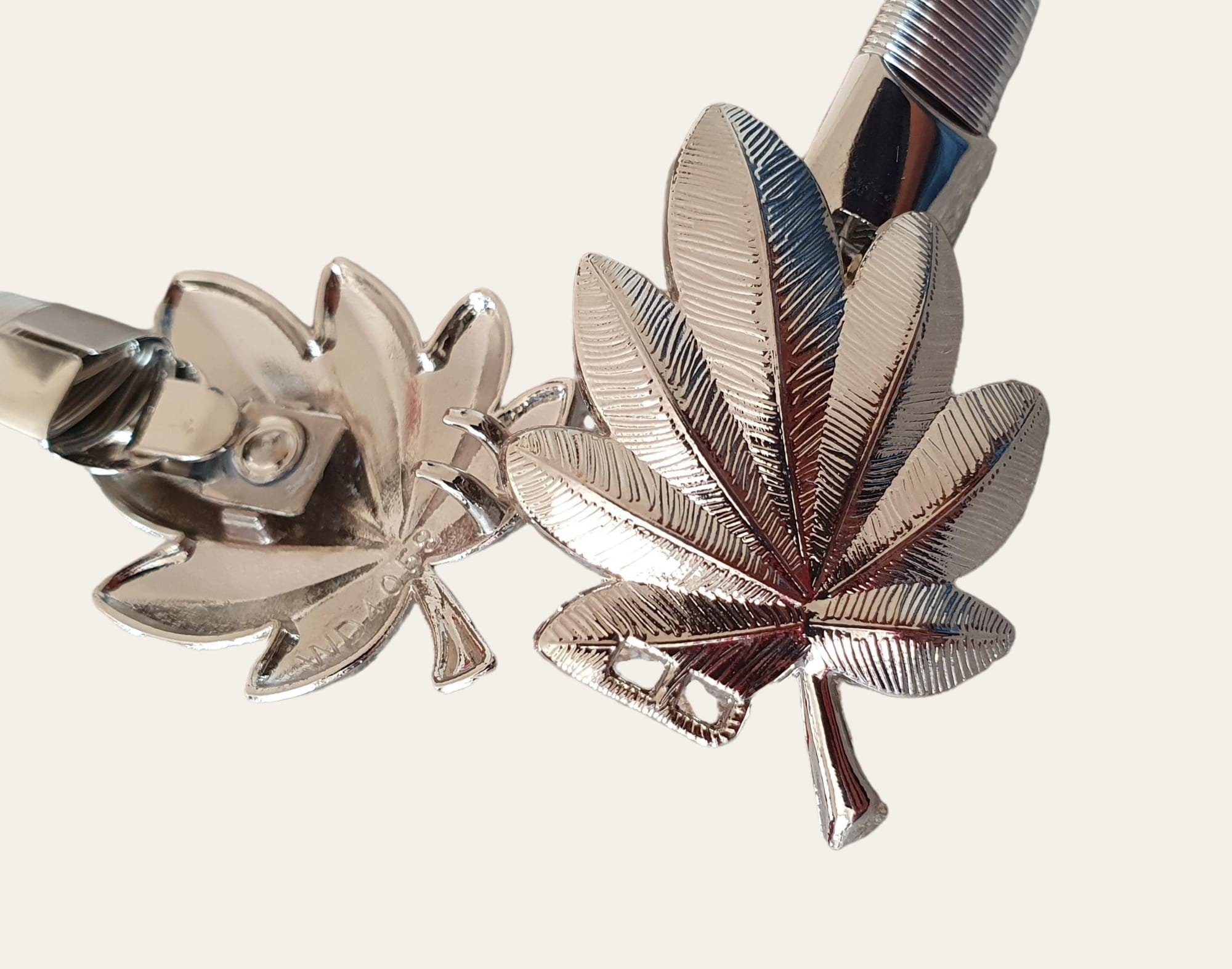 Silver Skinny Double Leaf Clover Stretch Buckle Dress Coat Belt