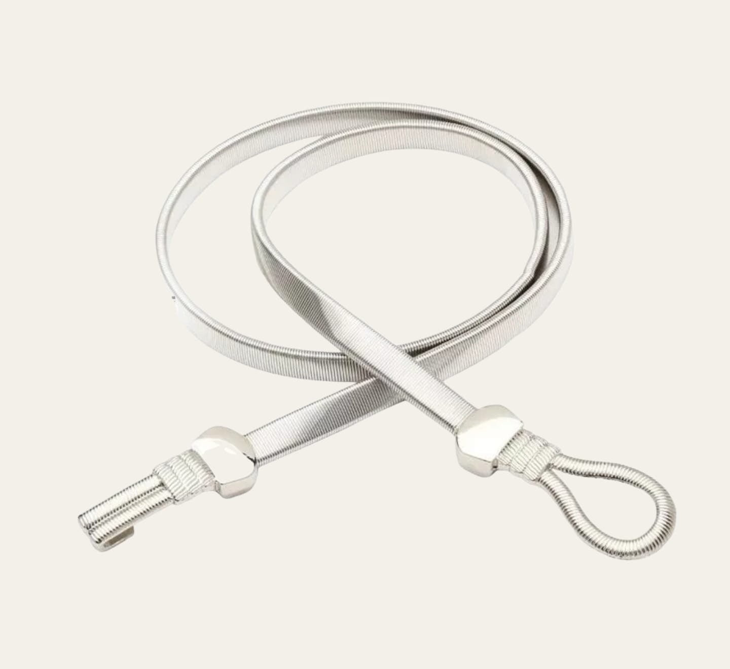 Silver Skinny Stretch Loop Hook Knot Shirt Dress Coat Belt