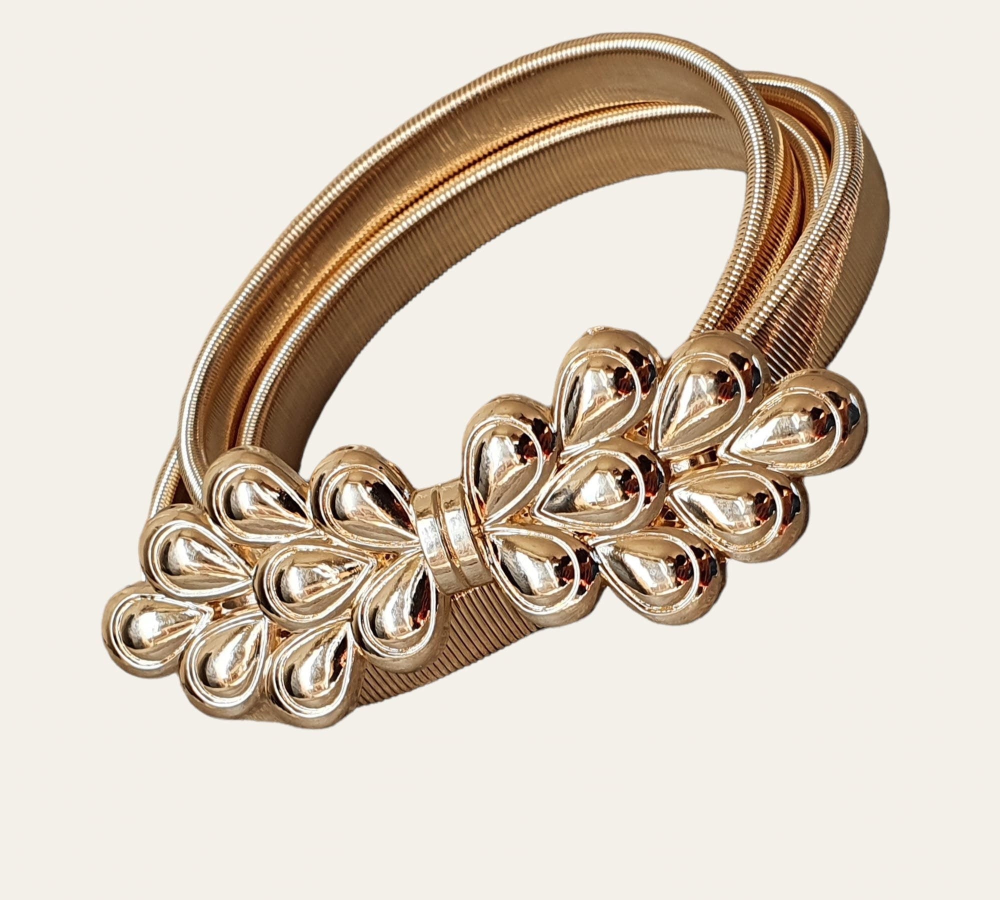 Gold Knot Skinny Elastic Hook Dress Belt