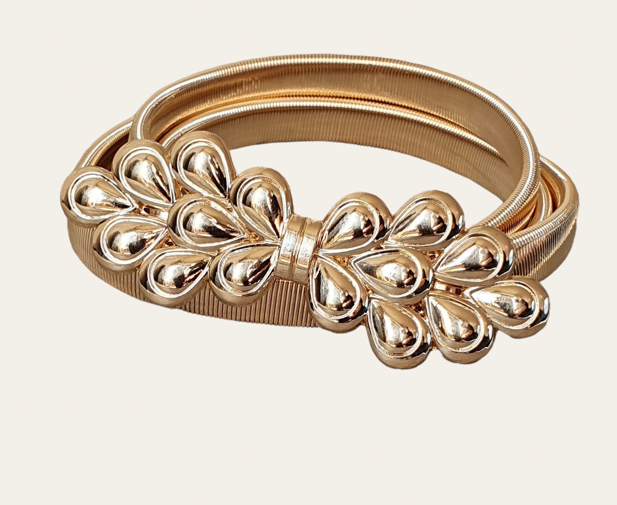 Gold Knot Skinny Elastic Hook Dress Belt