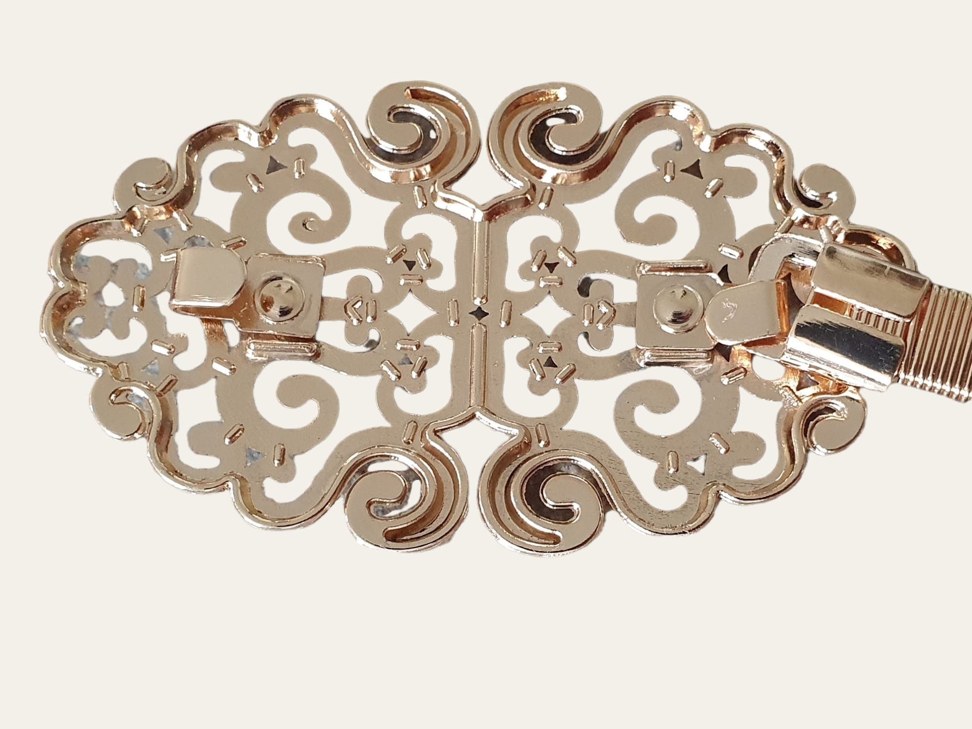 Gold Large Skinny Cut Out Buckle Stretch Dress Coat Belt