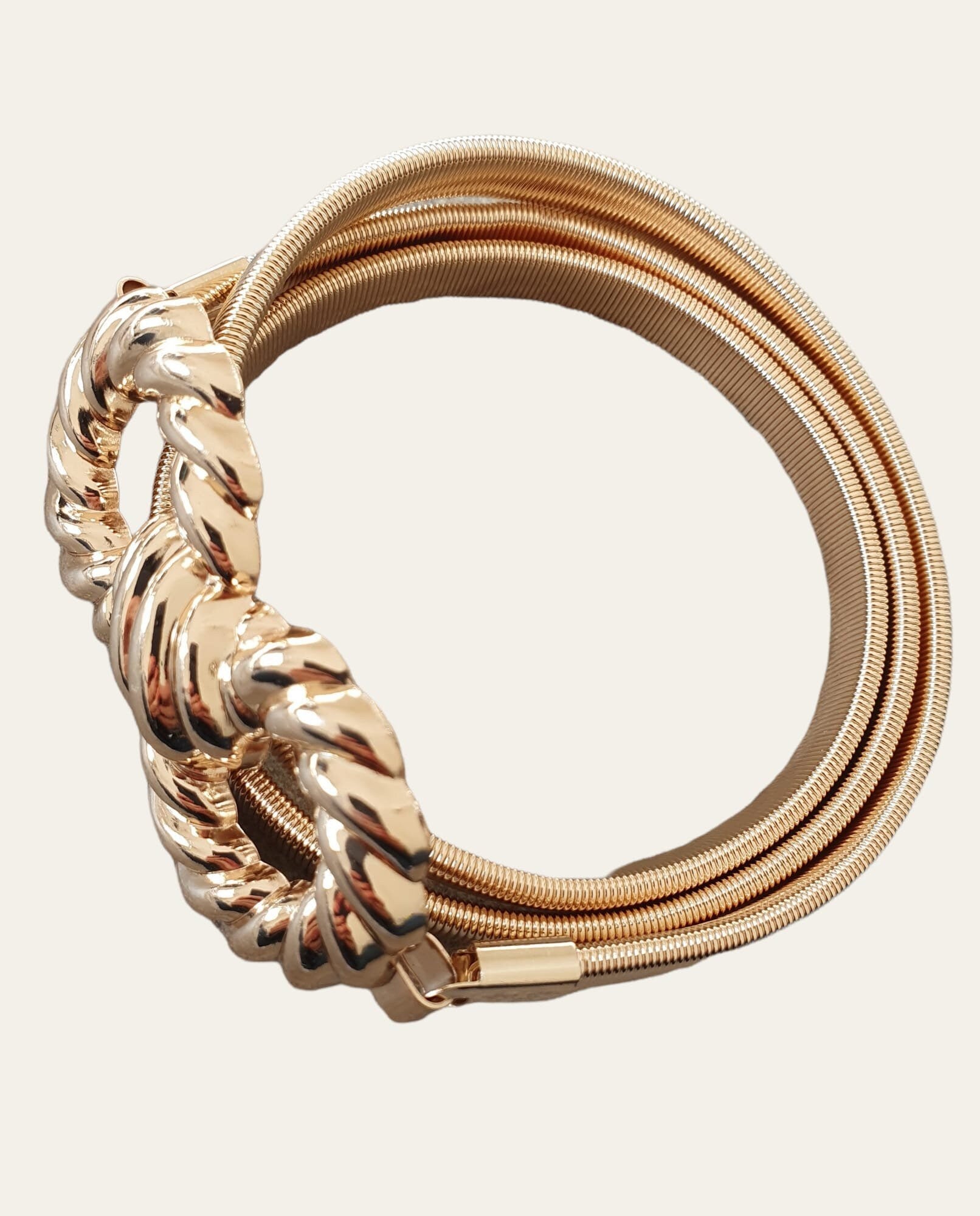 Gold Large Knot Skinny Thin Elastic Buckle Belt