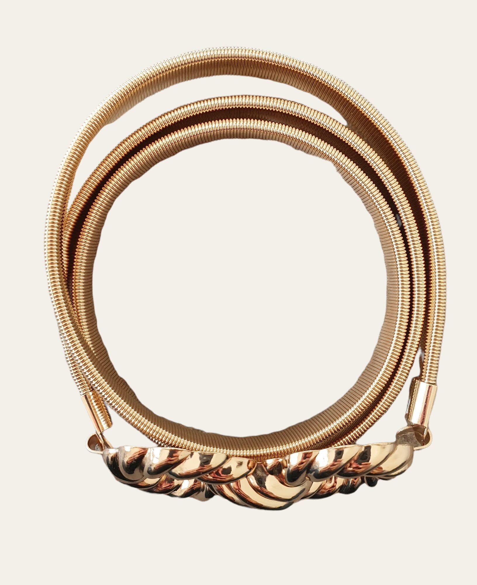 Gold Large Knot Skinny Thin Elastic Buckle Belt