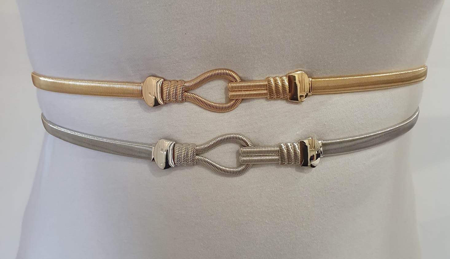 Gold Skinny Stretch Loop Hook Knot Shirt Dress Coat Belt