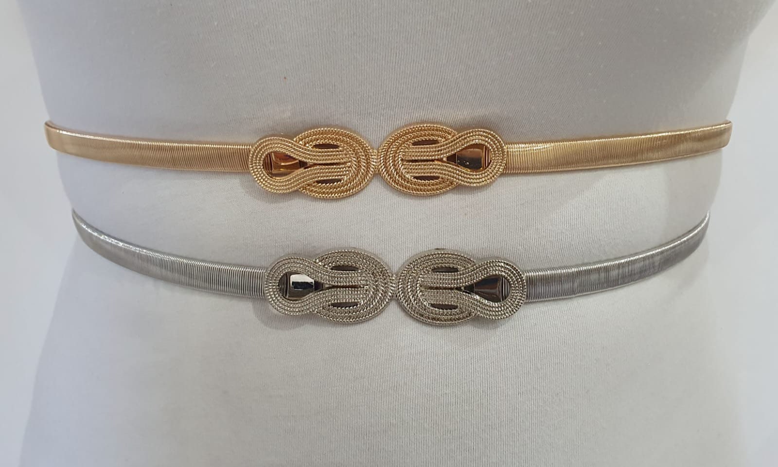 Gold Skinny Thin Elastic Hook Dress Belt