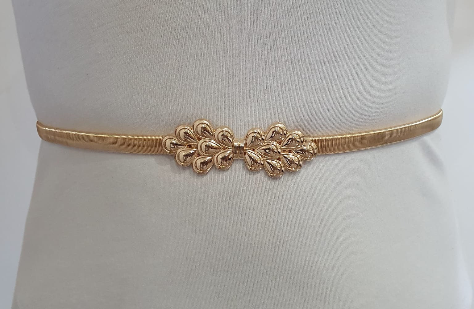 Gold Knot Skinny Elastic Hook Dress Belt