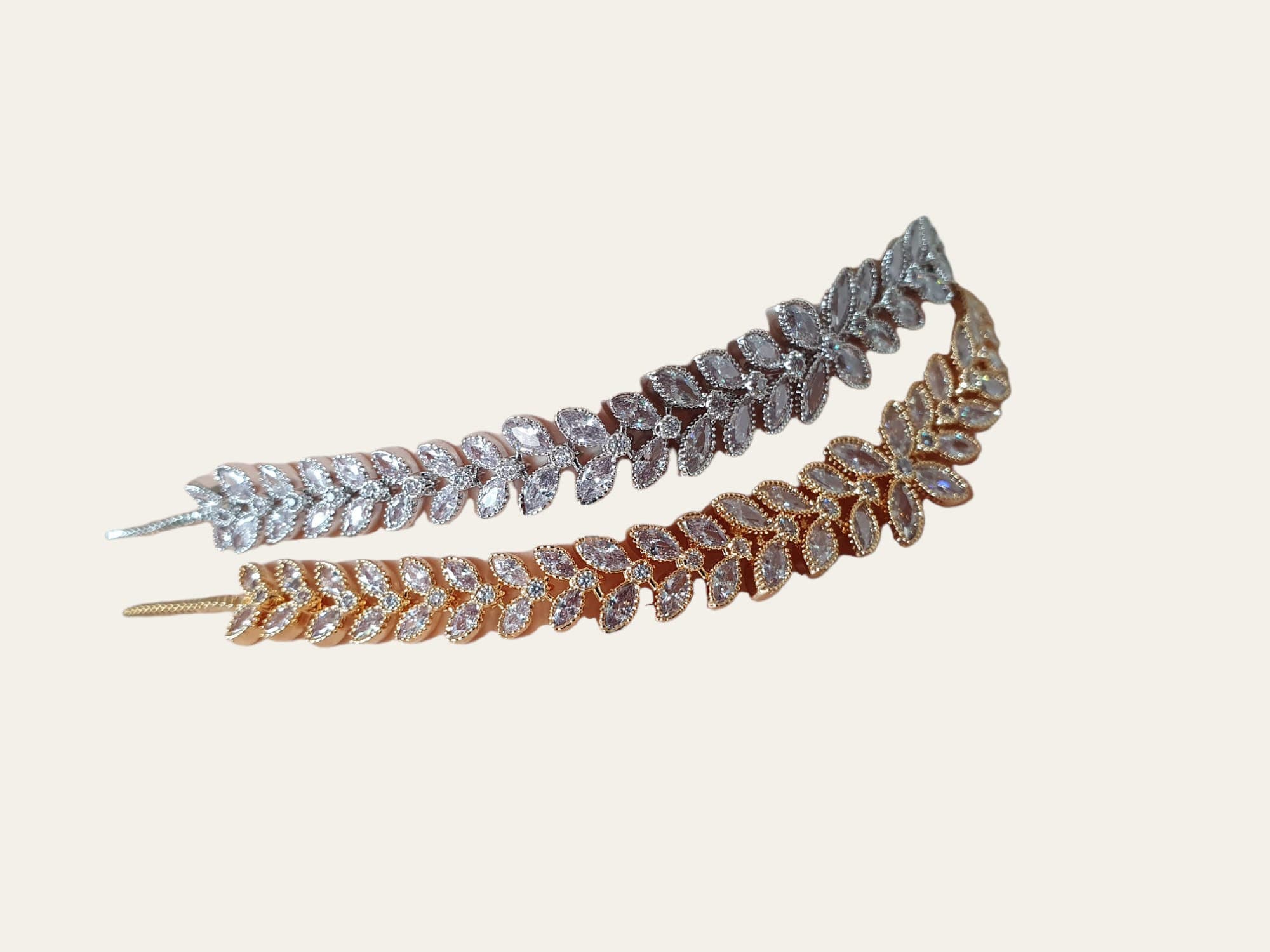 Gold Floral Swarovski Crystal Leaf Adjustable Choker Necklace