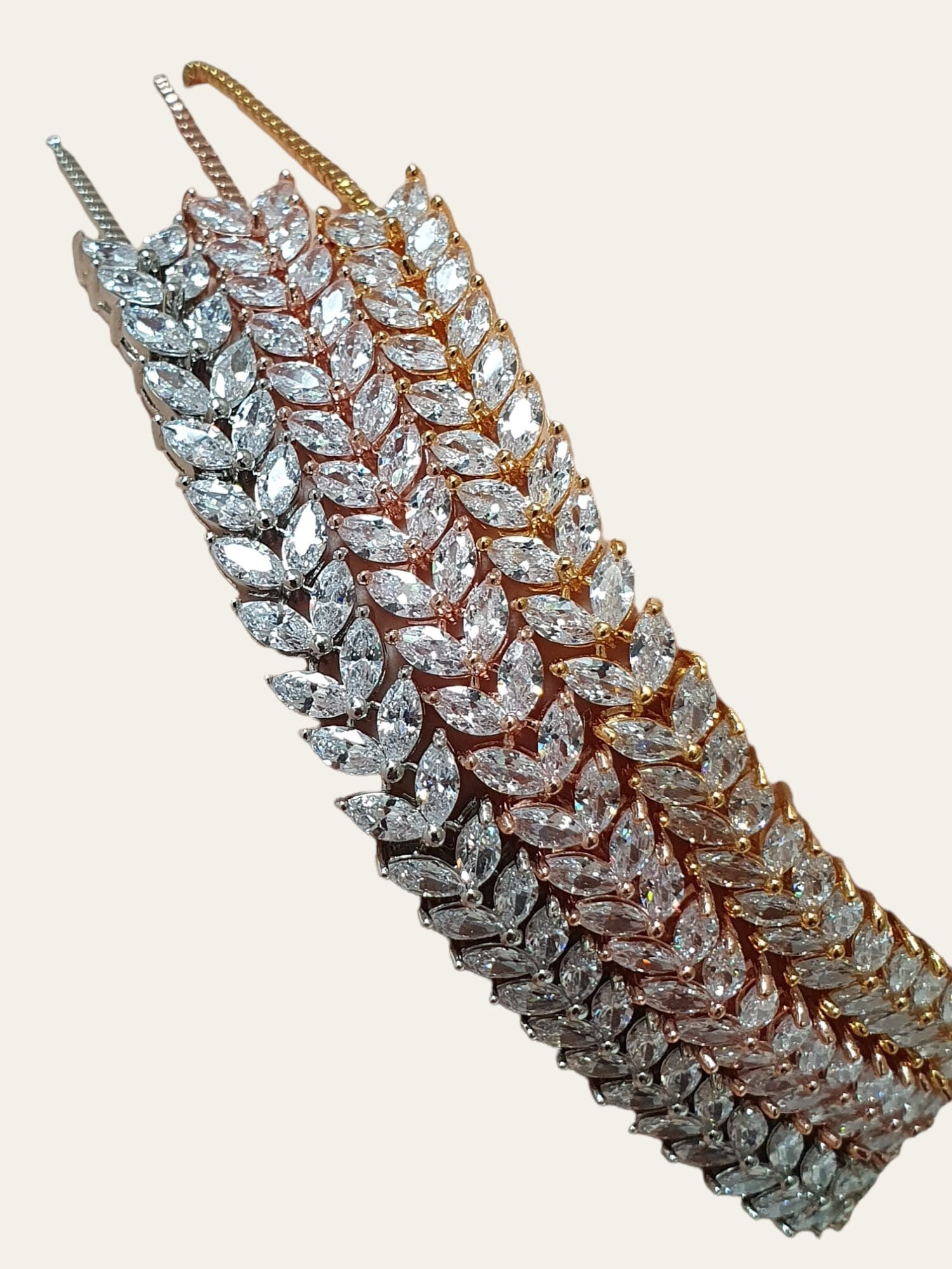 Silver Floral Swarovski Crystal Adjustable Leaf Choker Necklace