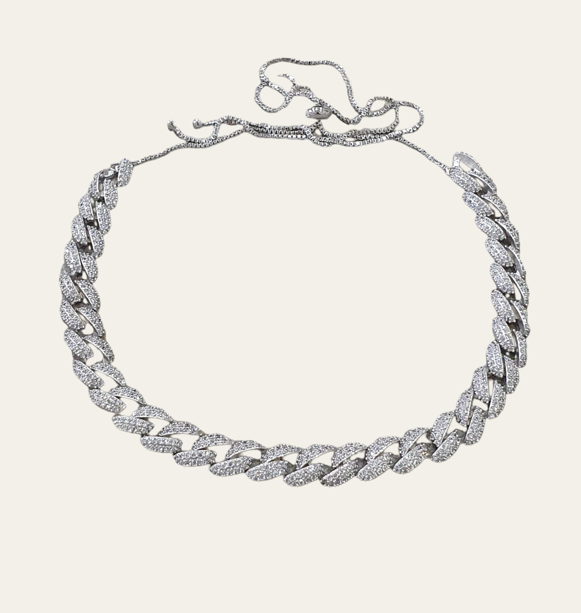 Rose Gold Swarovski Crystal Link Adjustable Choker Necklace