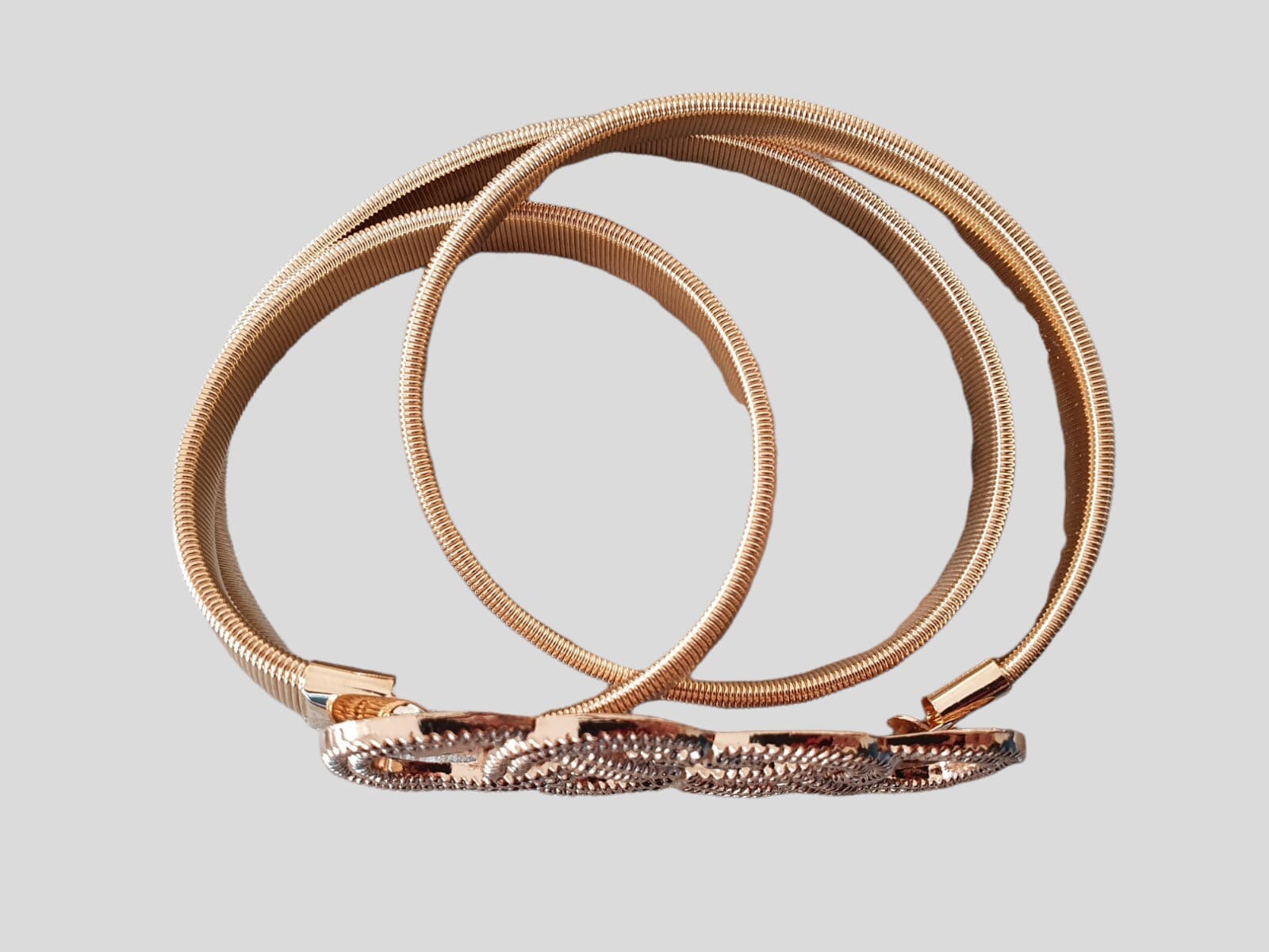 Silver Skinny Four Knot Thin Stretch Elastic Dress Coat Belt