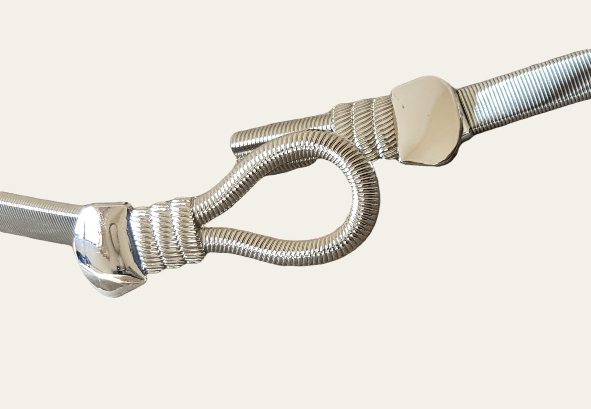 Silver Skinny Stretch Loop Hook Knot Shirt Dress Coat Belt