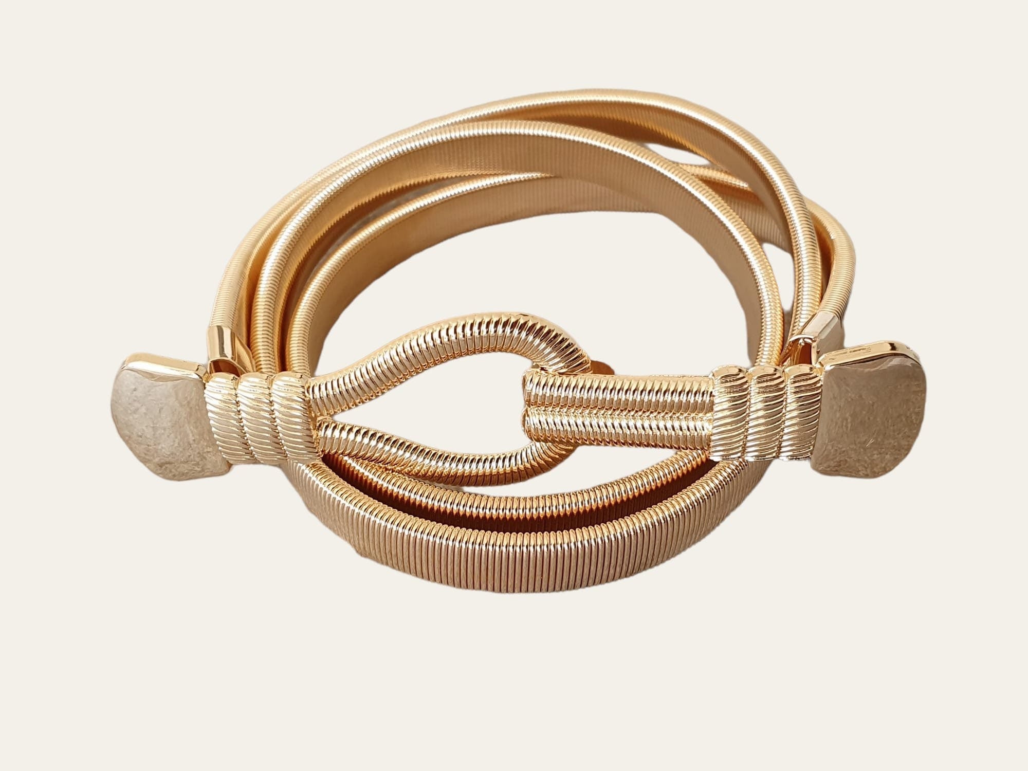 Gold Skinny Stretch Loop Hook Knot Shirt Dress Coat Belt