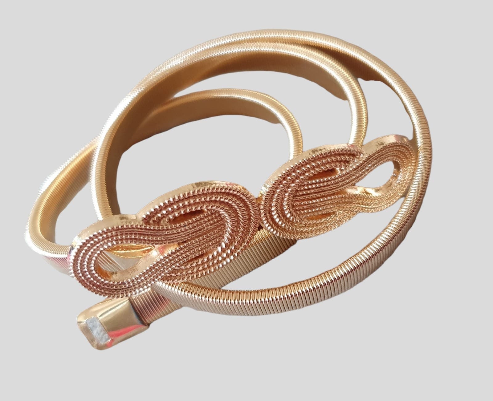 Gold Skinny Thin Elastic Hook Dress Belt