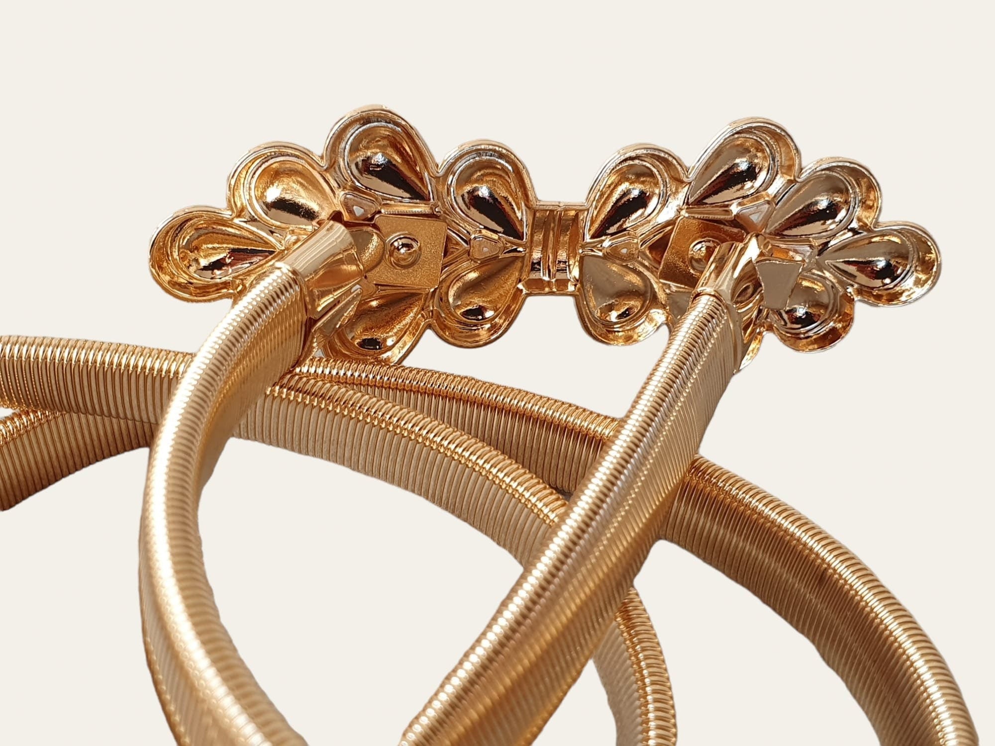 Gold Knot Skinny Elastic Hook Dress Belt