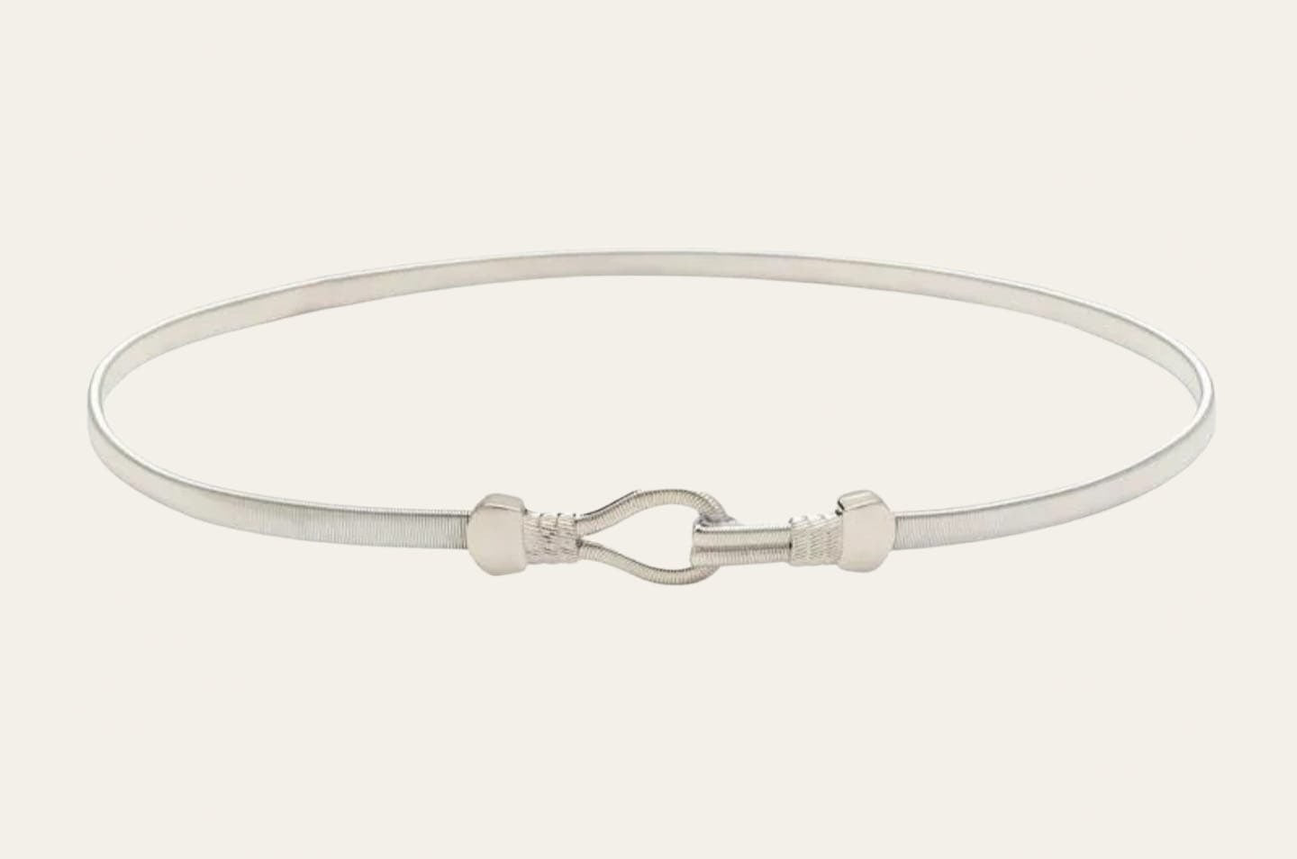 Silver Skinny Stretch Loop Hook Knot Shirt Dress Coat Belt