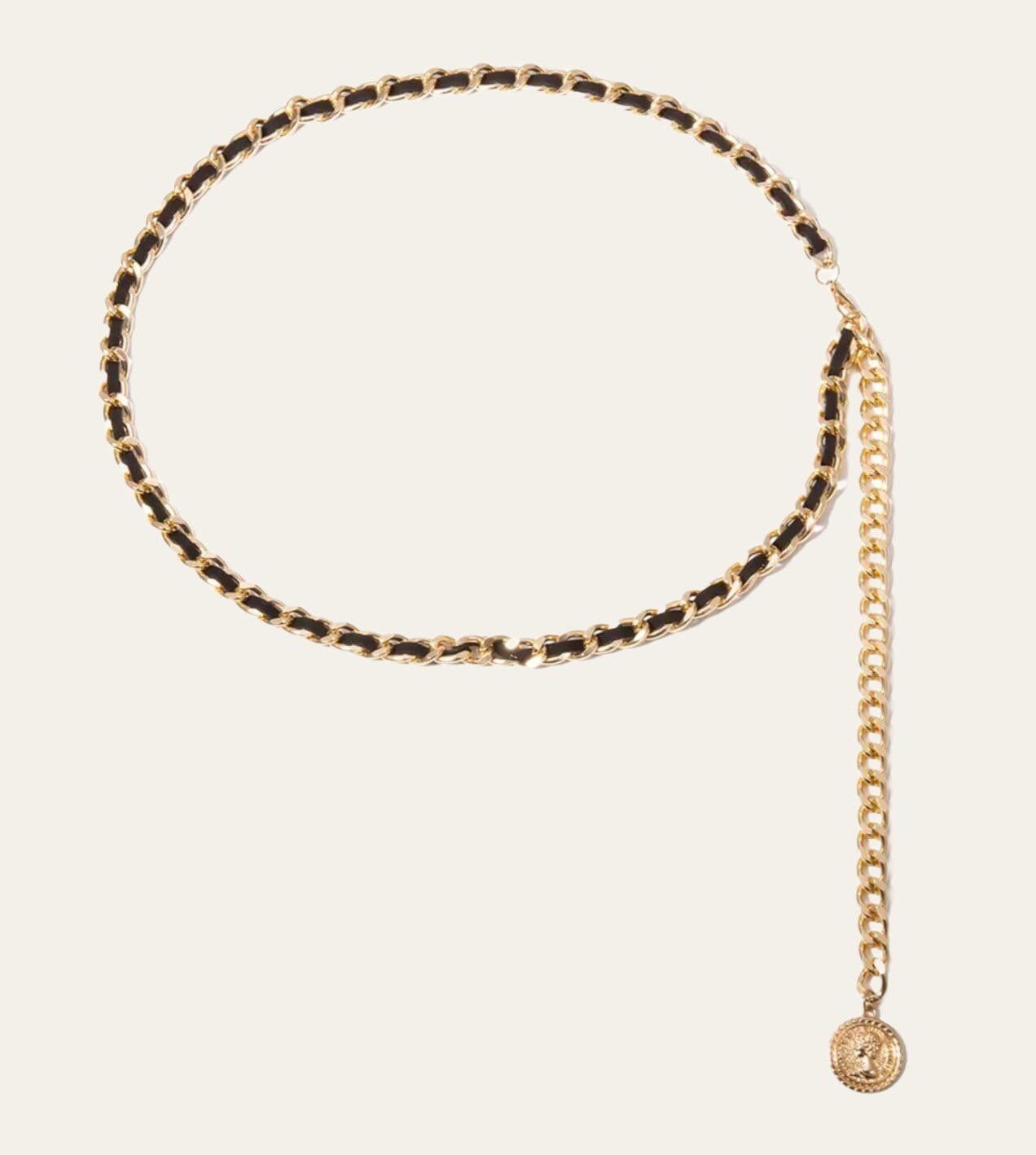 Gold Black Velvet Skinny Adjustable Dress Belt with Gold Coin Embellishment