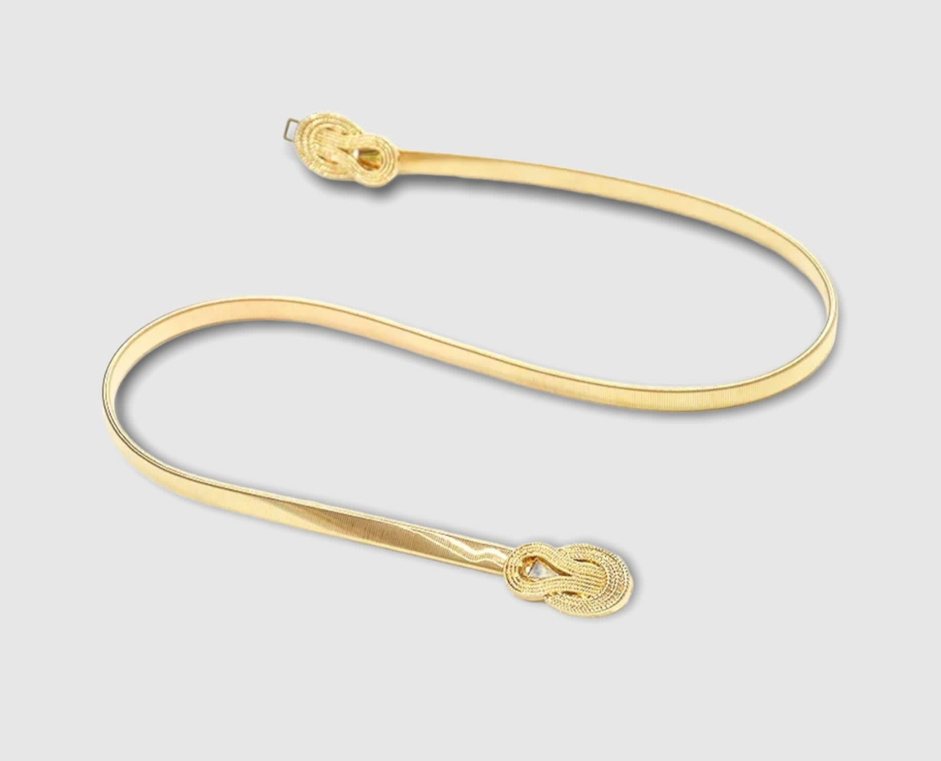 Gold Skinny Thin Elastic Hook Dress Belt