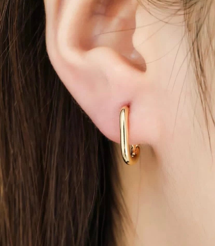 Gold Small 925 Sterling Silver Oval Hoop Earrings