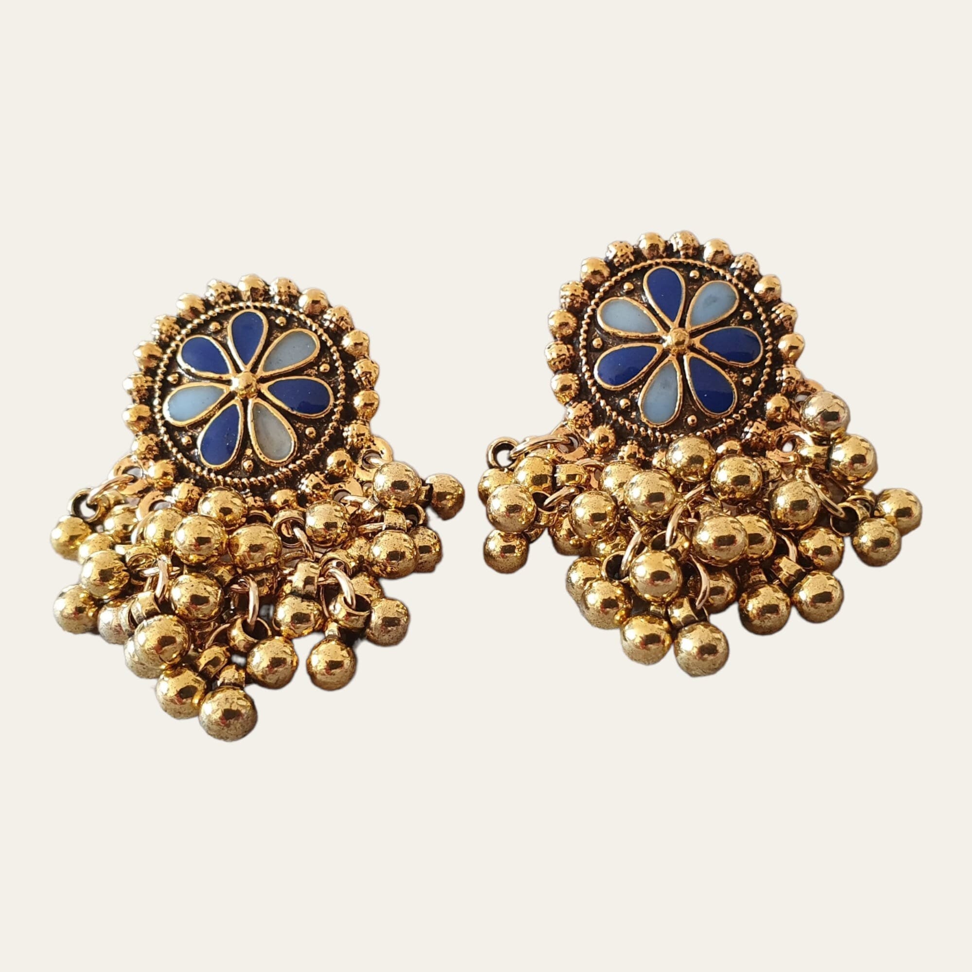 Gold Indian Chandelier Jhumki Floral Earrings