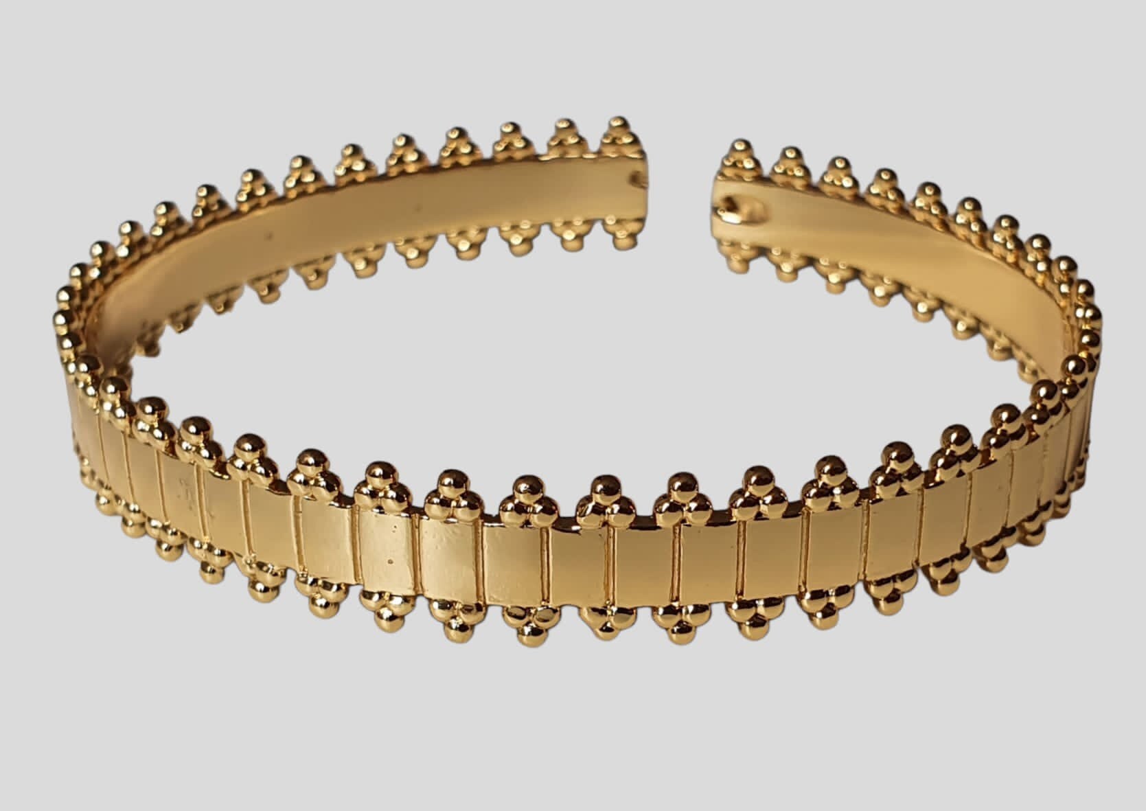 Gold Spike Open Cuff Wrist Bangle