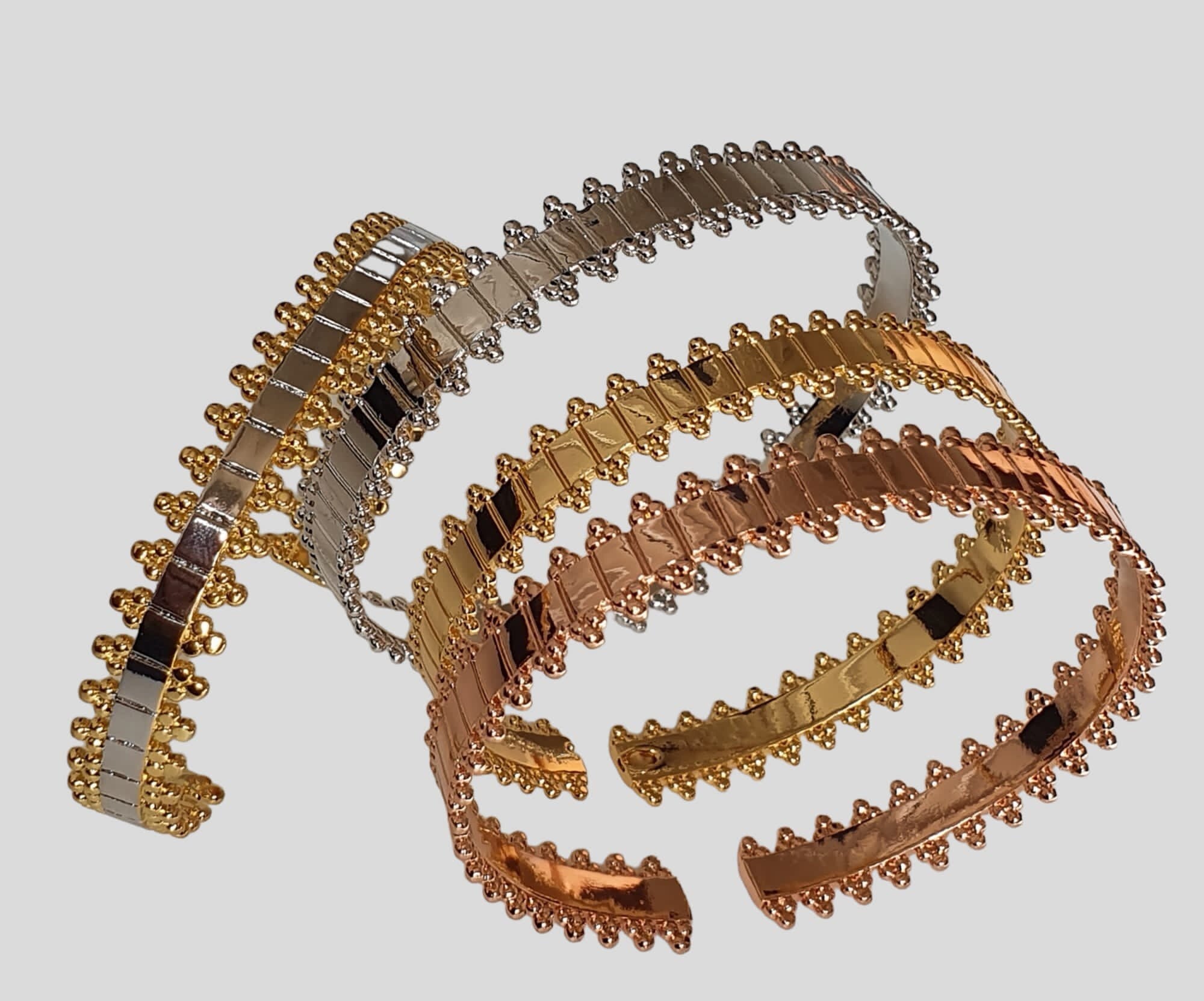 Gold Spike Open Cuff Wrist Bangle