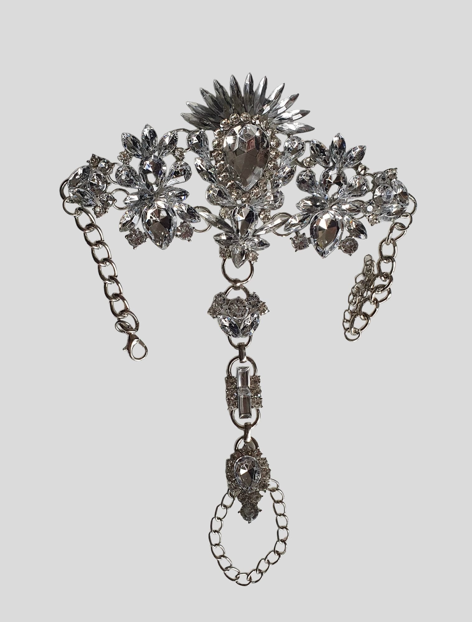 Silver Large Boho Swarovski Crystal Foot Anklet Jewellery