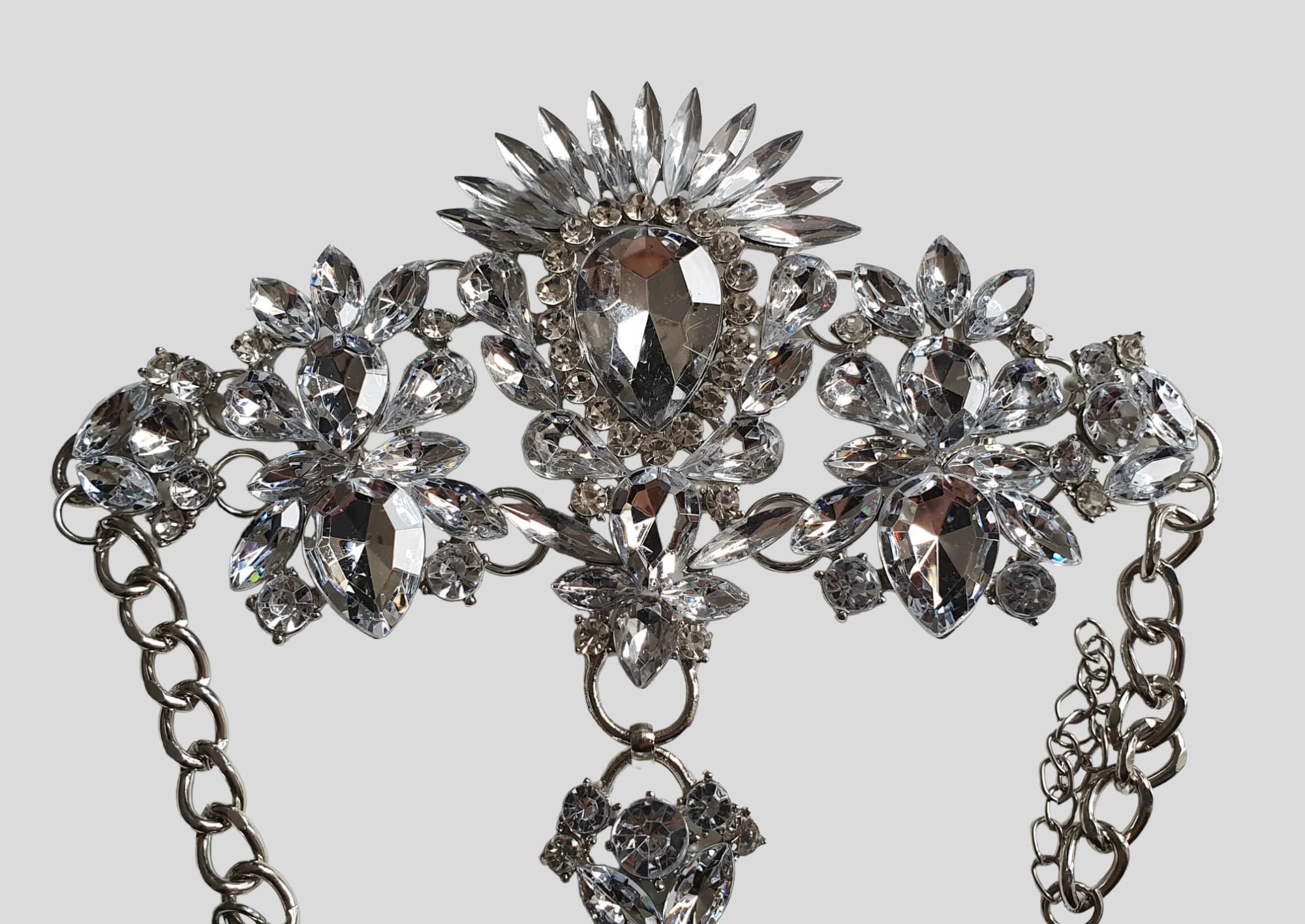 Silver Large Boho Swarovski Crystal Foot Anklet Jewellery