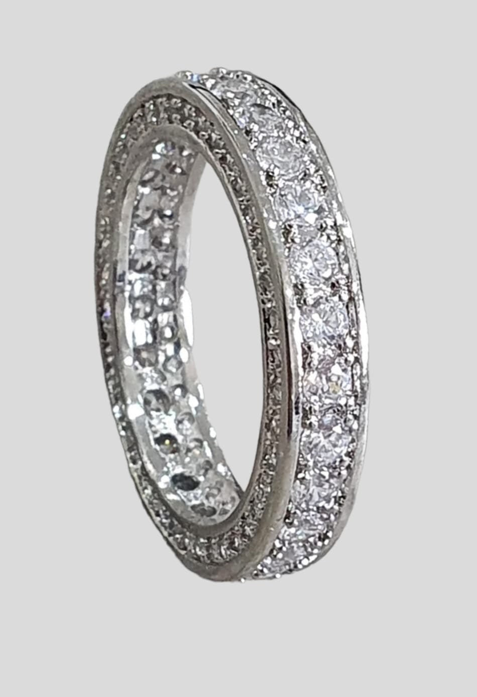 Silver Round Swarovski Crystal Eternity Engagement Ring