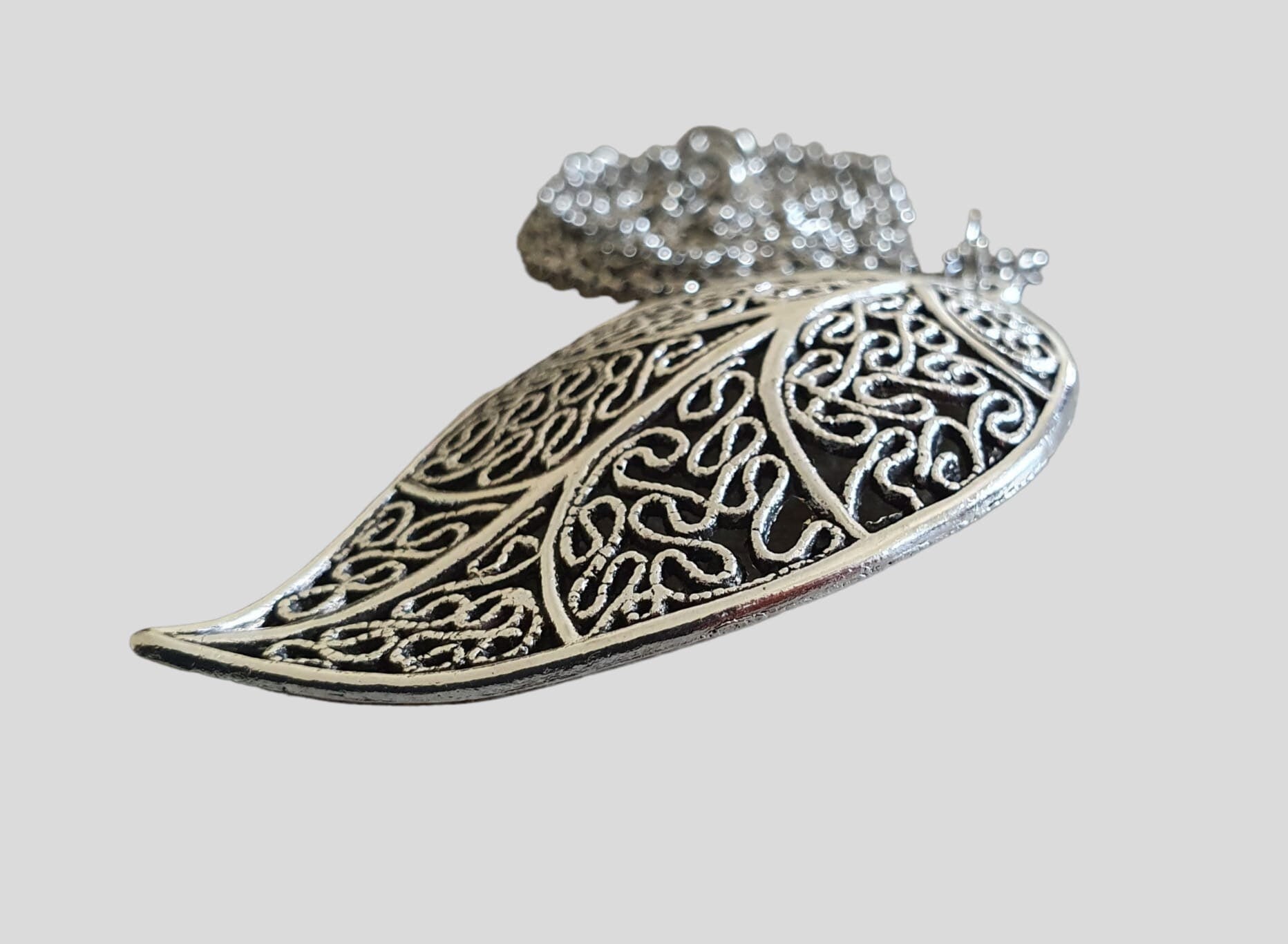 Silver Cut Out Real Dipped Leaf Pendant and Necklace