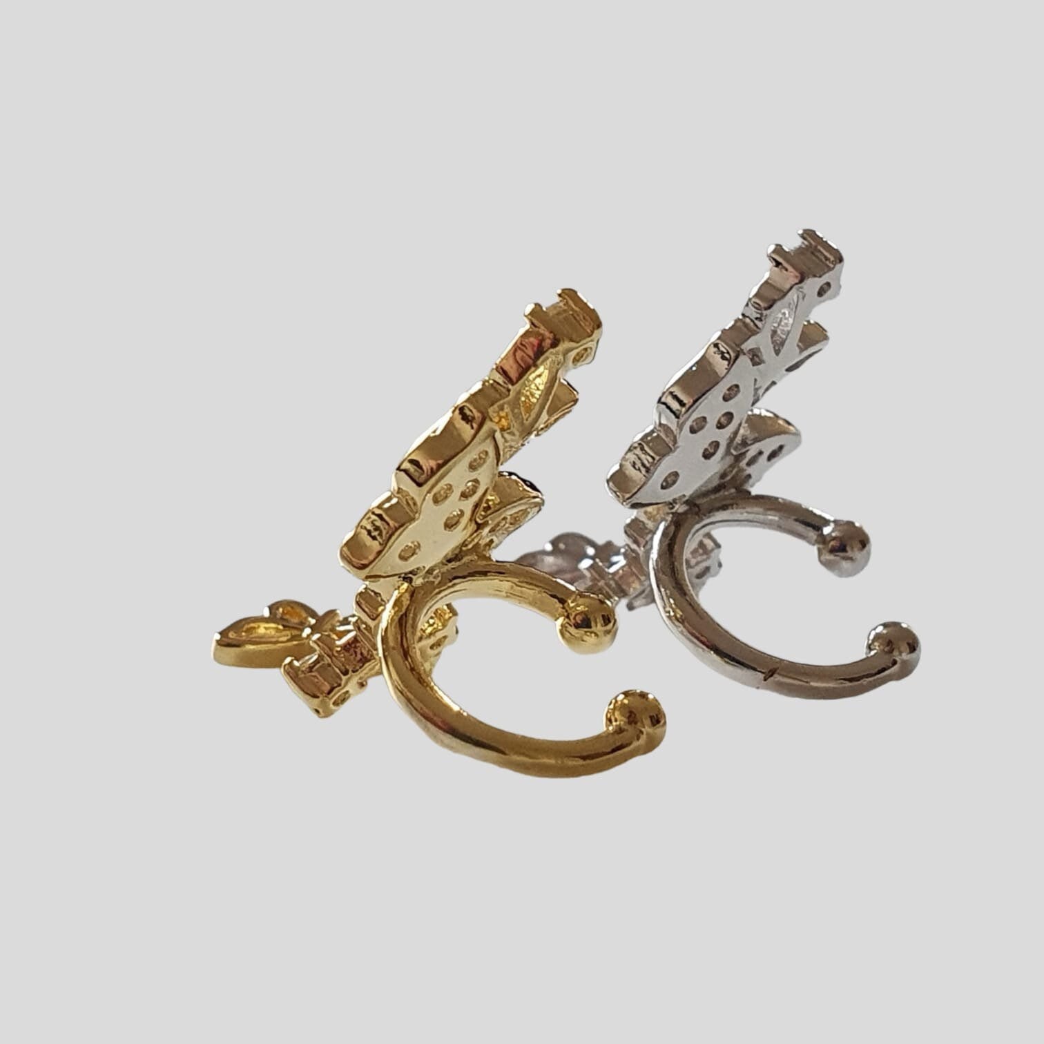 Silver Swarovski Crystal Butterfly Ear Cuff Earring