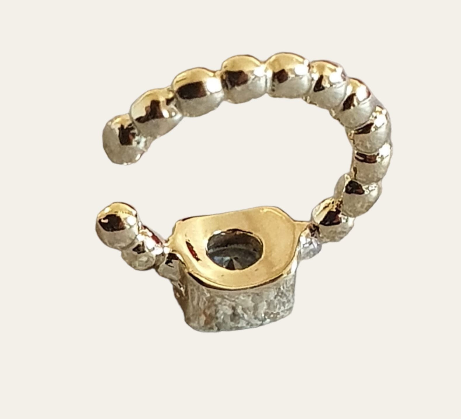 Small Gold Plated Square Swarovski Crystal Slide on Ear Cuff