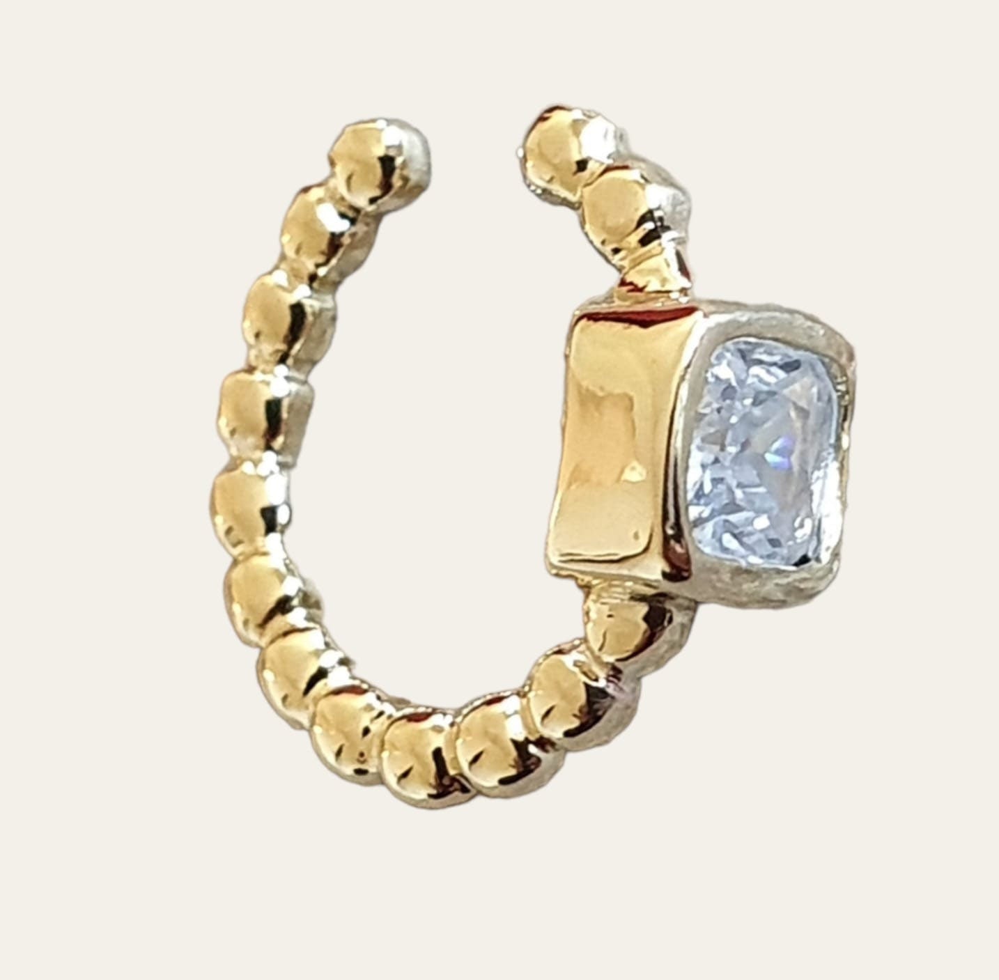 Small Gold Plated Square Swarovski Crystal Slide on Ear Cuff