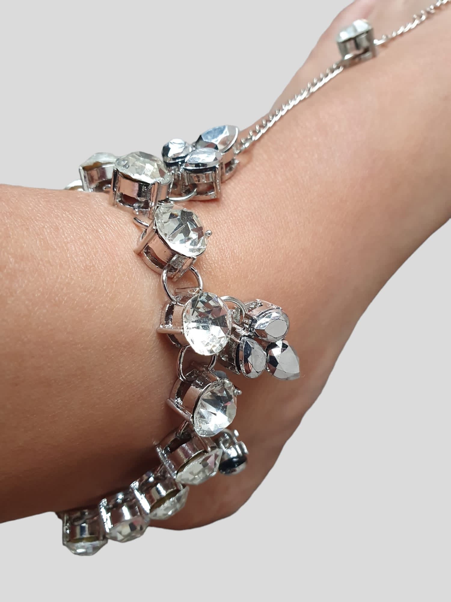 Silver Bohemian Swarovski Crystal Handmade Foot Anklet