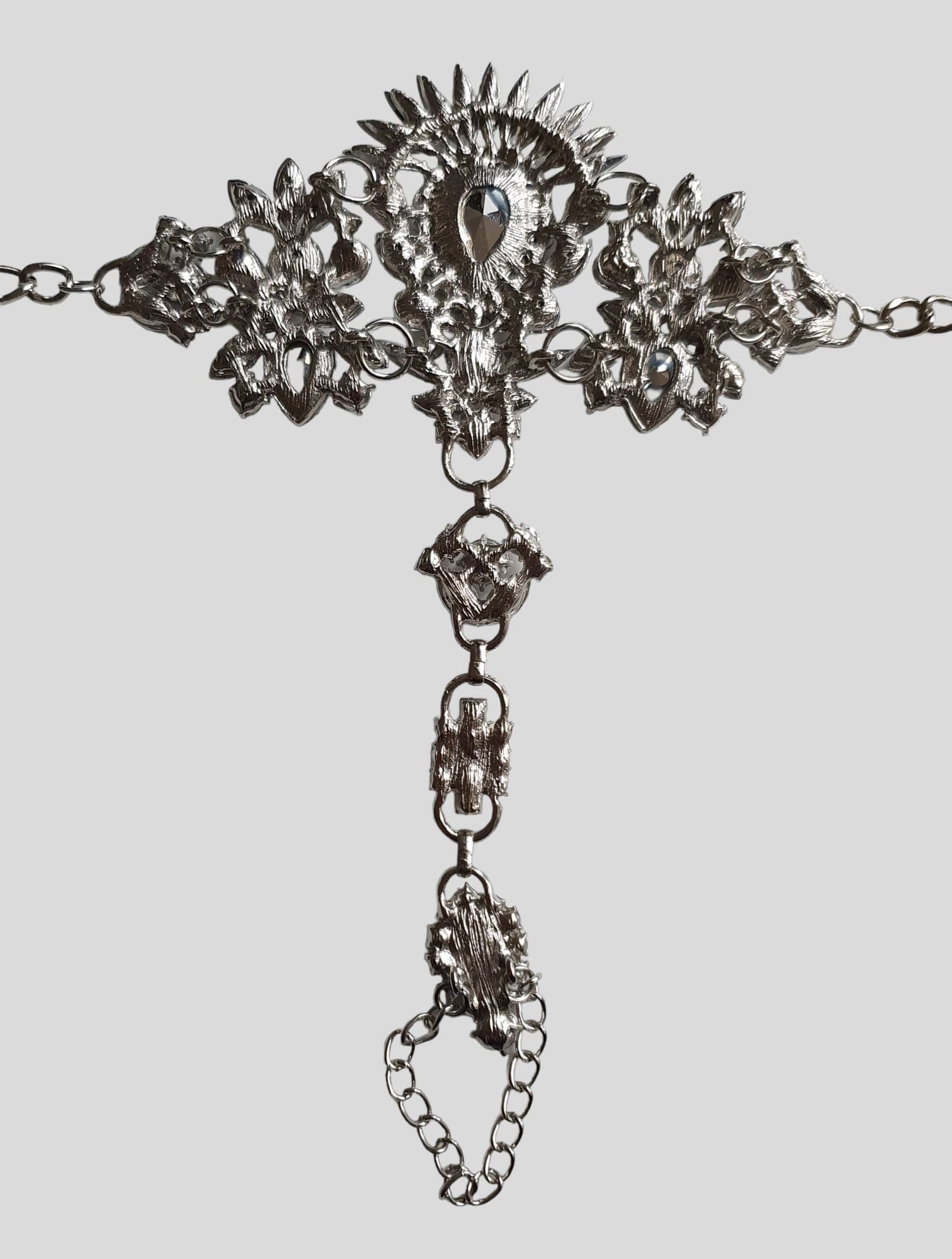 Silver Large Boho Swarovski Crystal Foot Anklet Jewellery