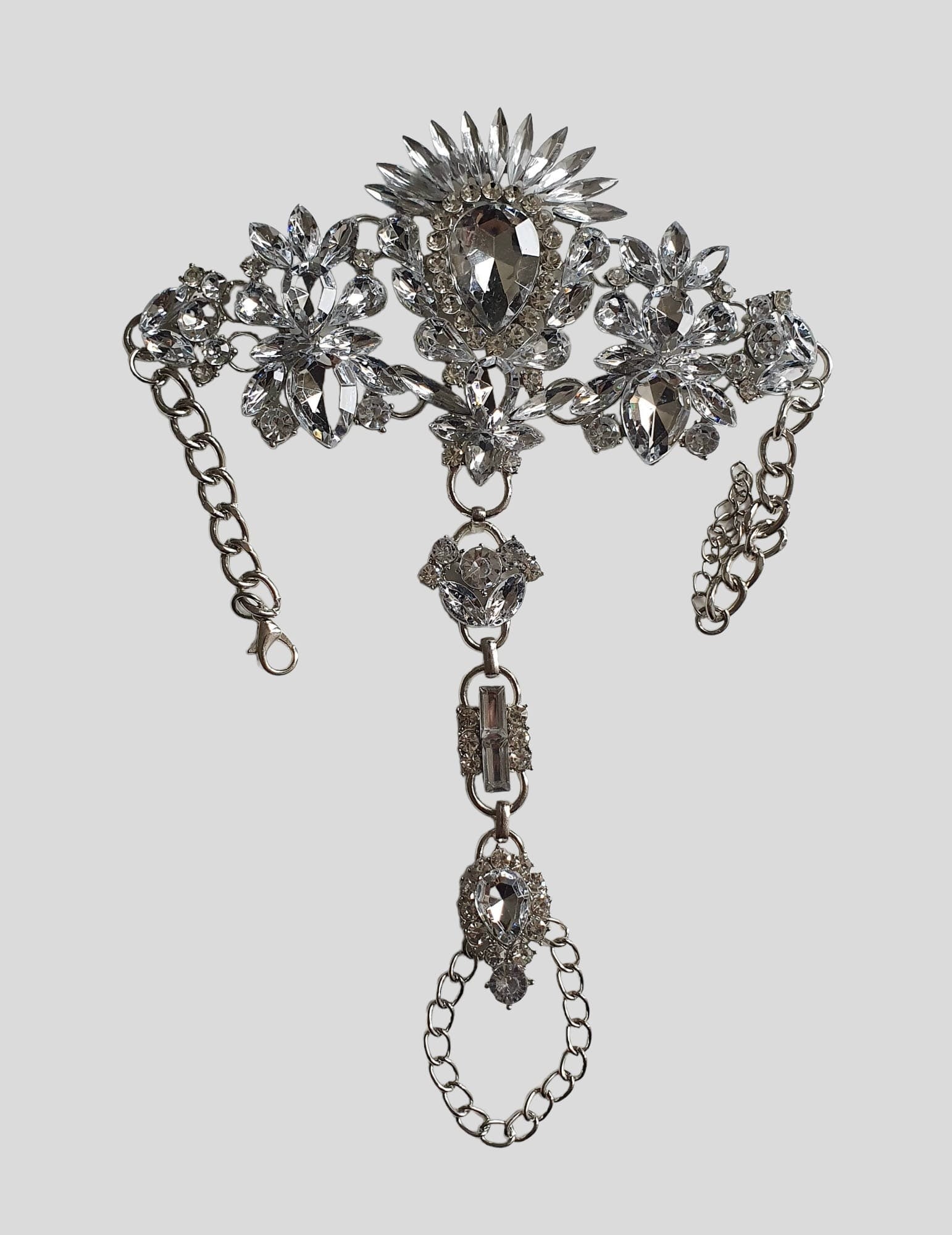 Silver Large Boho Swarovski Crystal Foot Anklet Jewellery