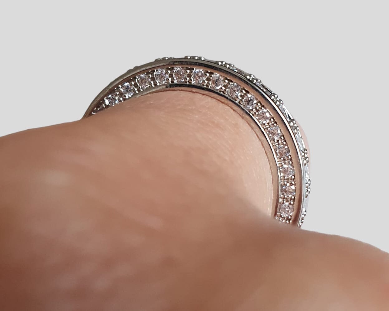 Silver Round Swarovski Crystal Eternity Engagement Ring