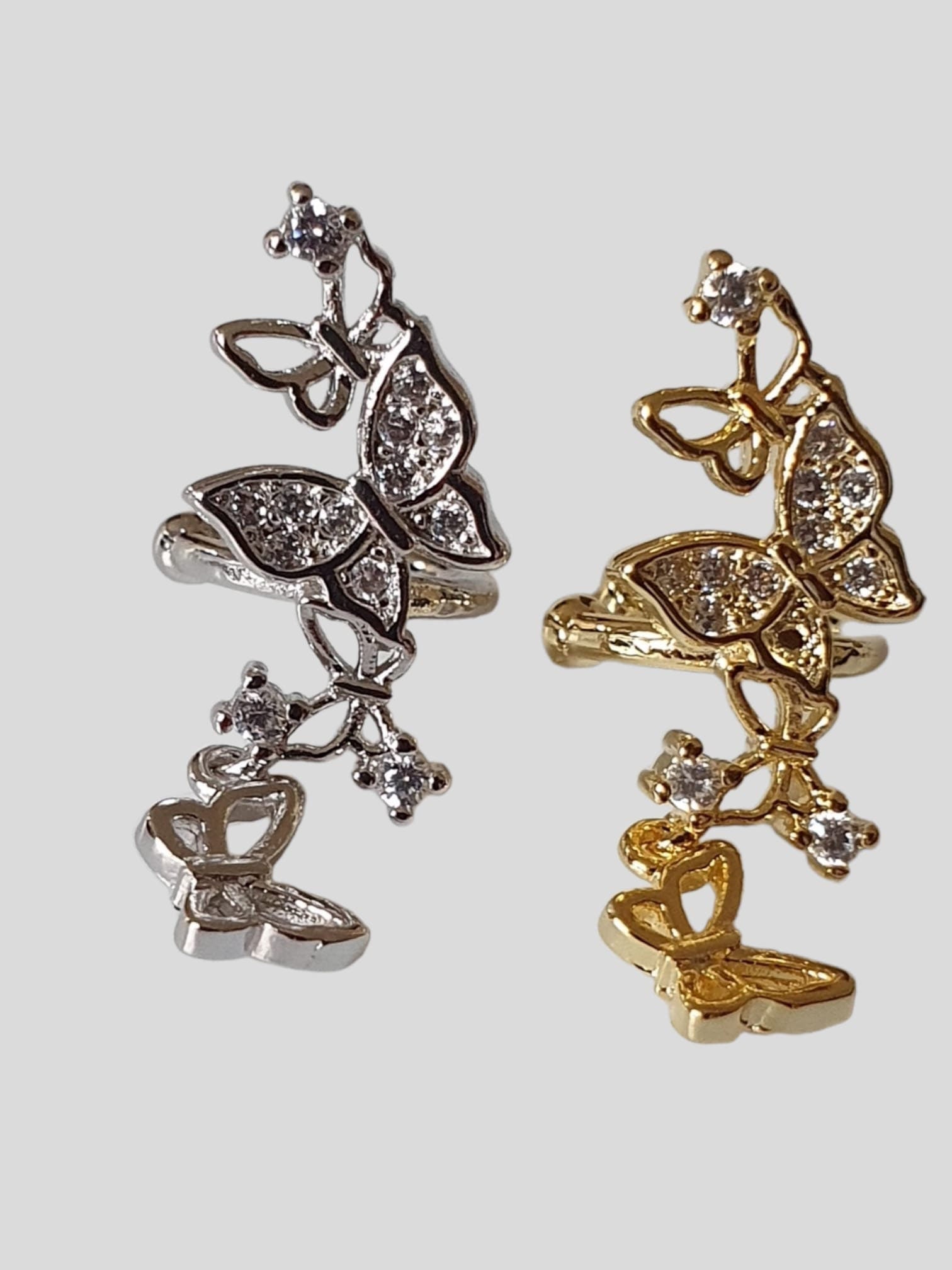 Gold Swarovski Crystal Butterfly Ear Cuff Earring