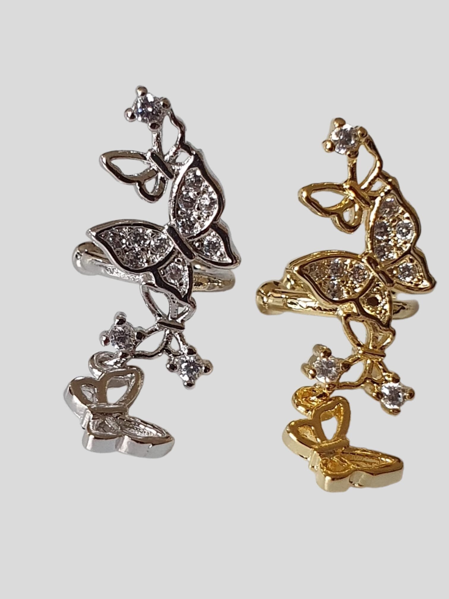 Silver Swarovski Crystal Butterfly Ear Cuff Earring