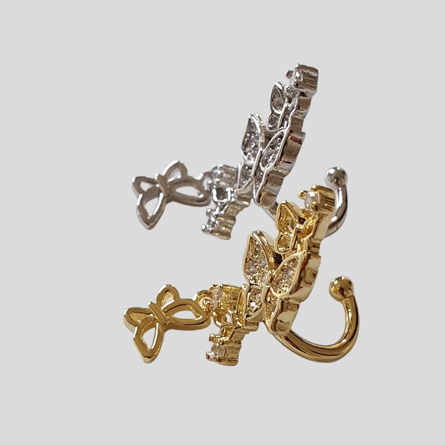 Gold Swarovski Crystal Butterfly Ear Cuff Earring