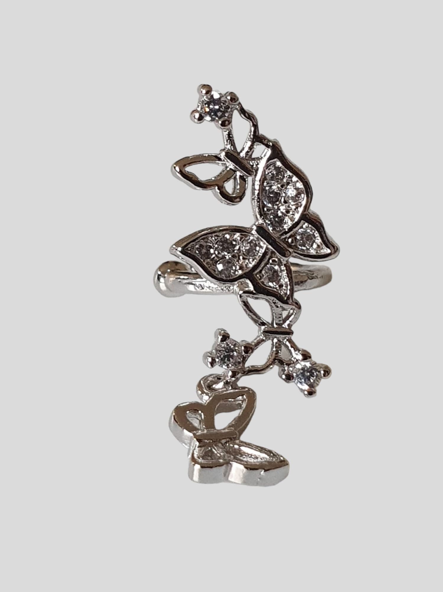 Silver Swarovski Crystal Butterfly Ear Cuff Earring