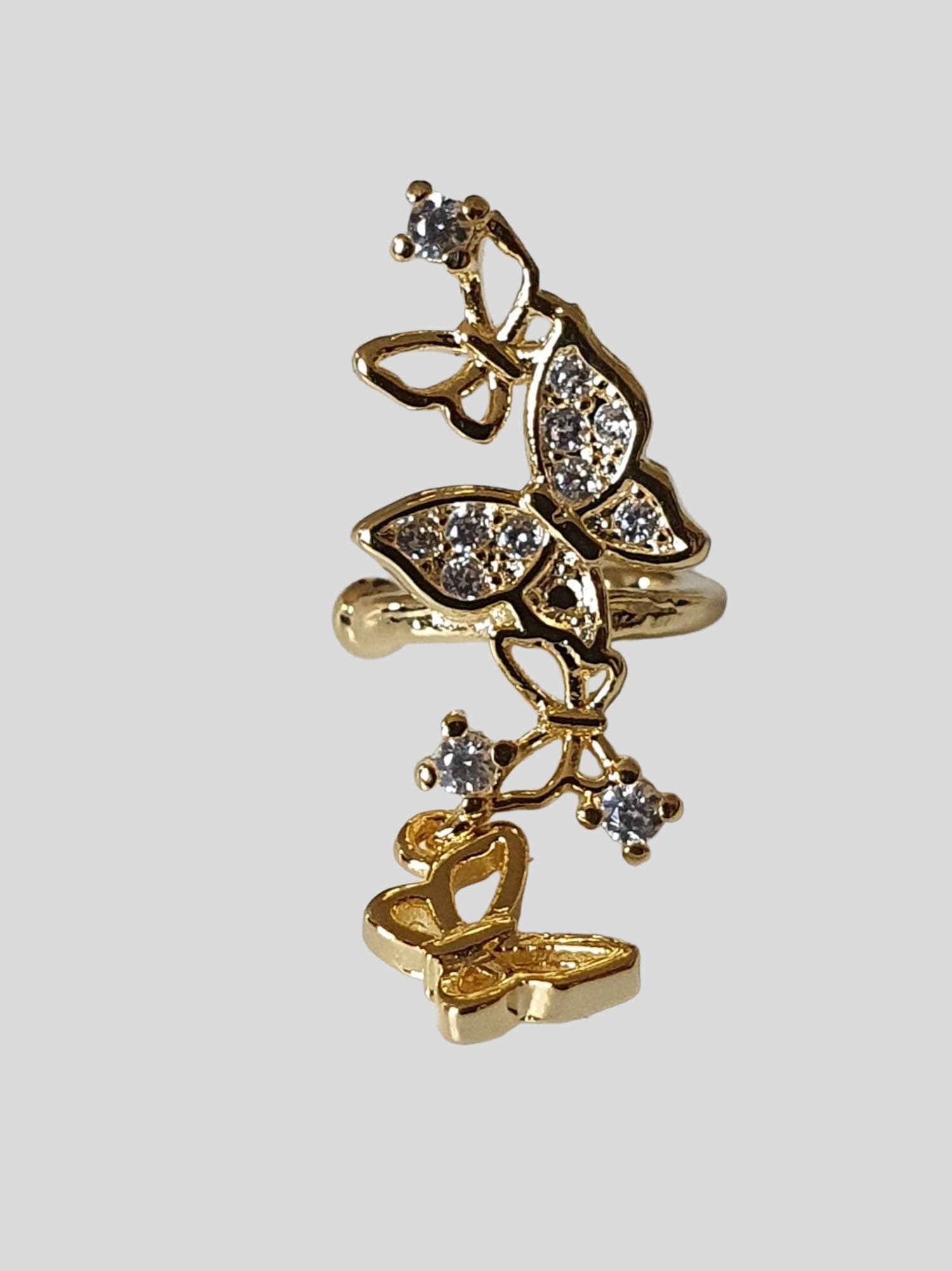 Gold Swarovski Crystal Butterfly Ear Cuff Earring