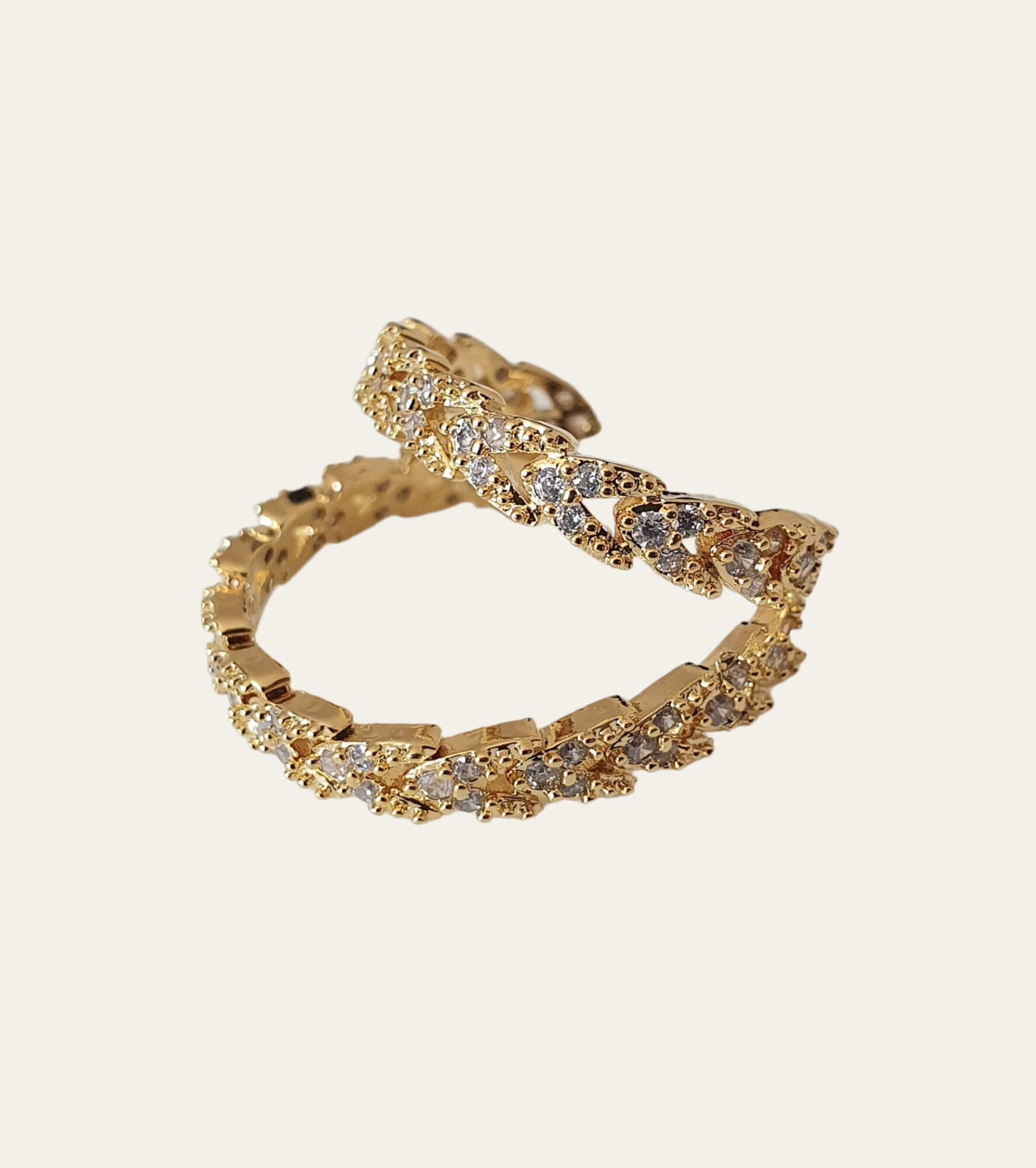 Large Gold Double Swarovski Crystal Slide On Ear Cuff