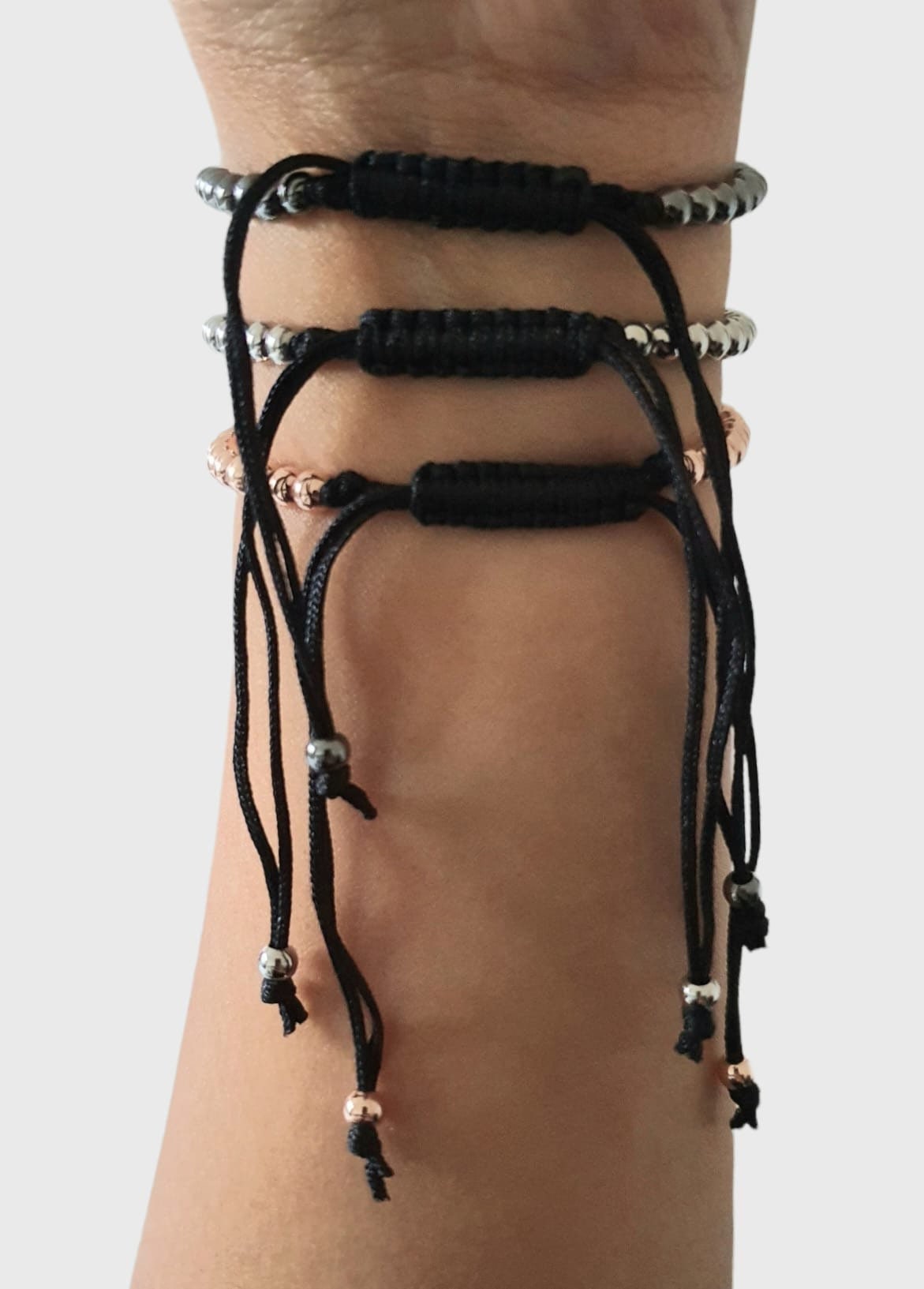 Black Evil Eye Swarovski Crystal Beaded Adjustable Bracelet