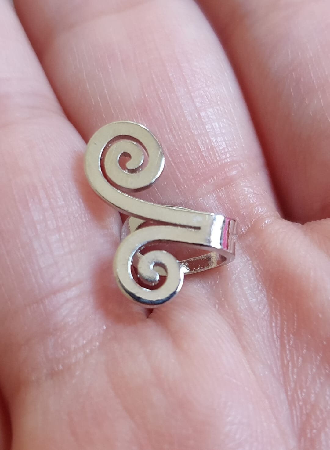 Silver swirl clip on ear cuff stud earrings