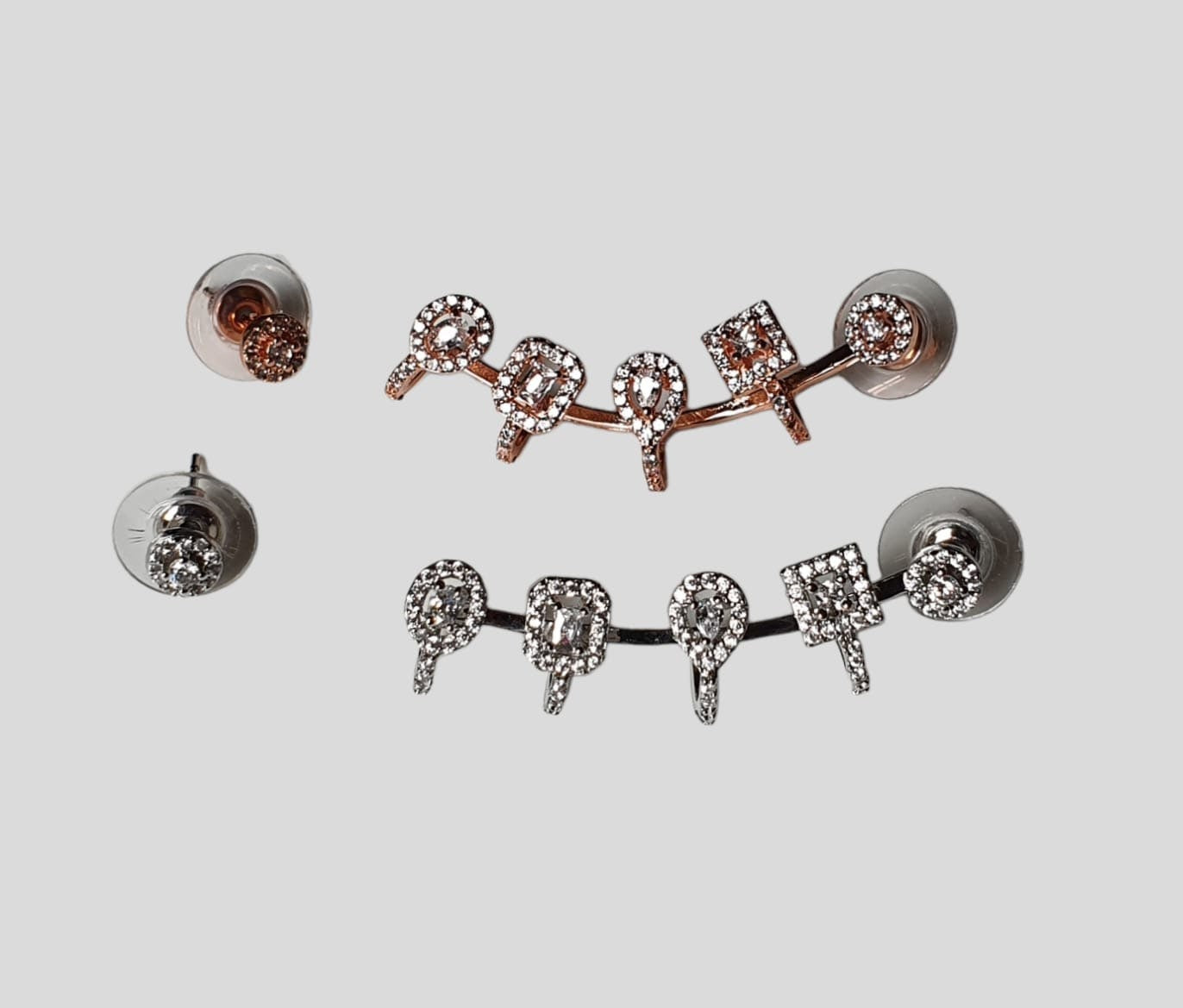 Rose Gold Swarovski Crystal Climber Wrap Ear Cuff Earring and Stud