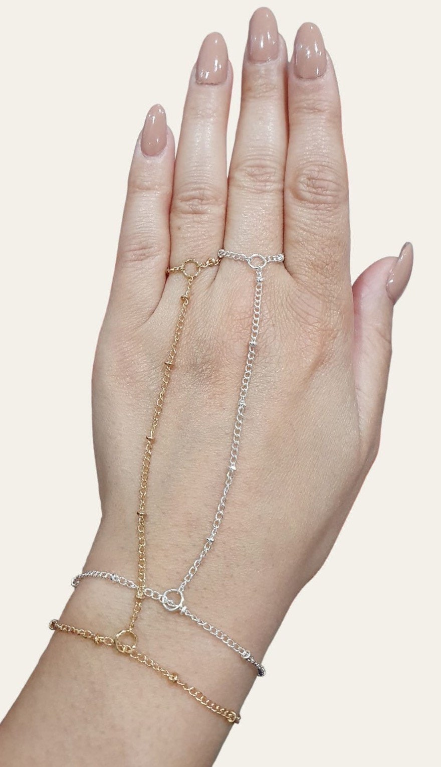 Silver Hand Finger Chain Ring Bracelet
