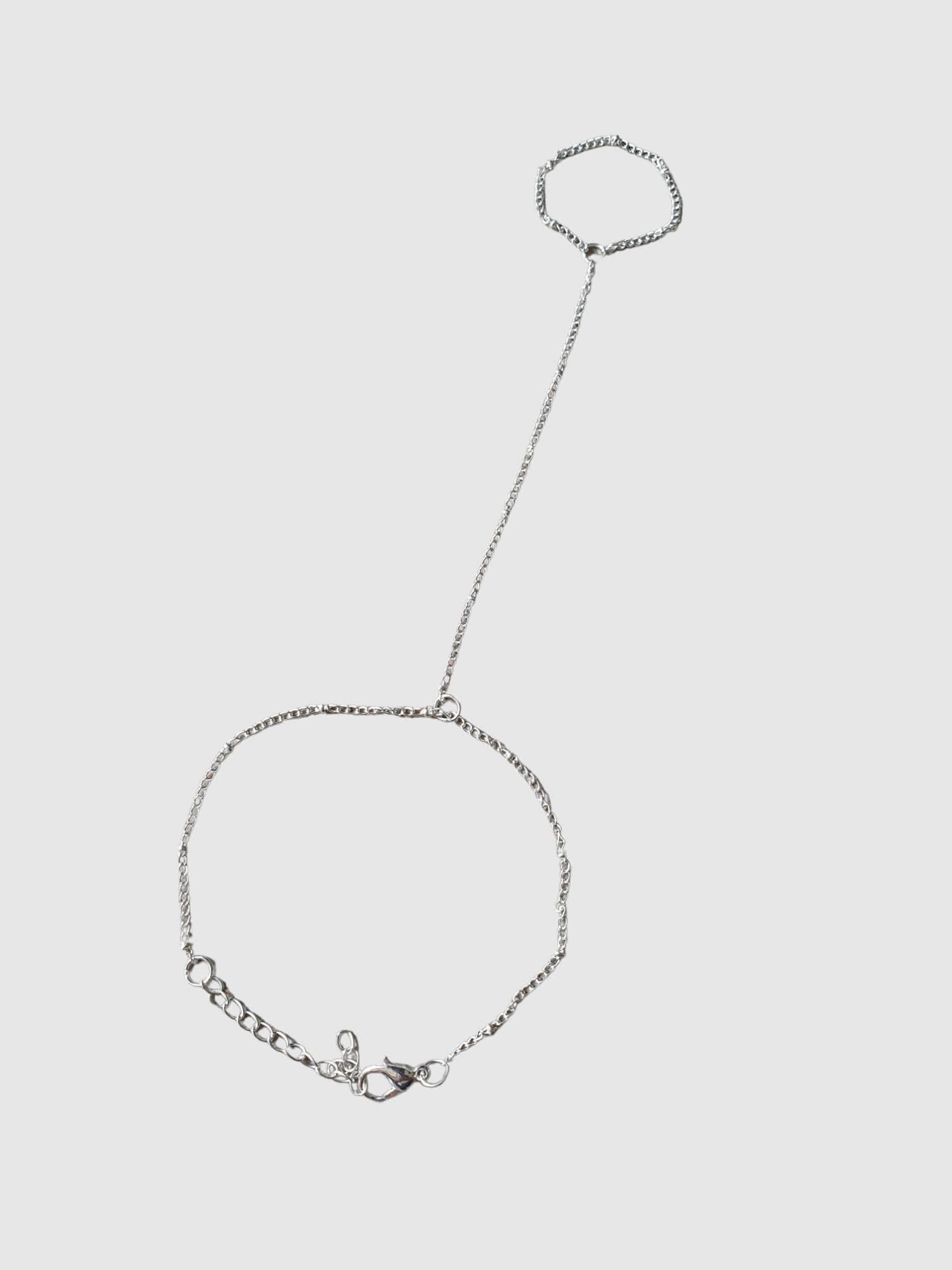 Silver Hand Finger Chain Ring Bracelet