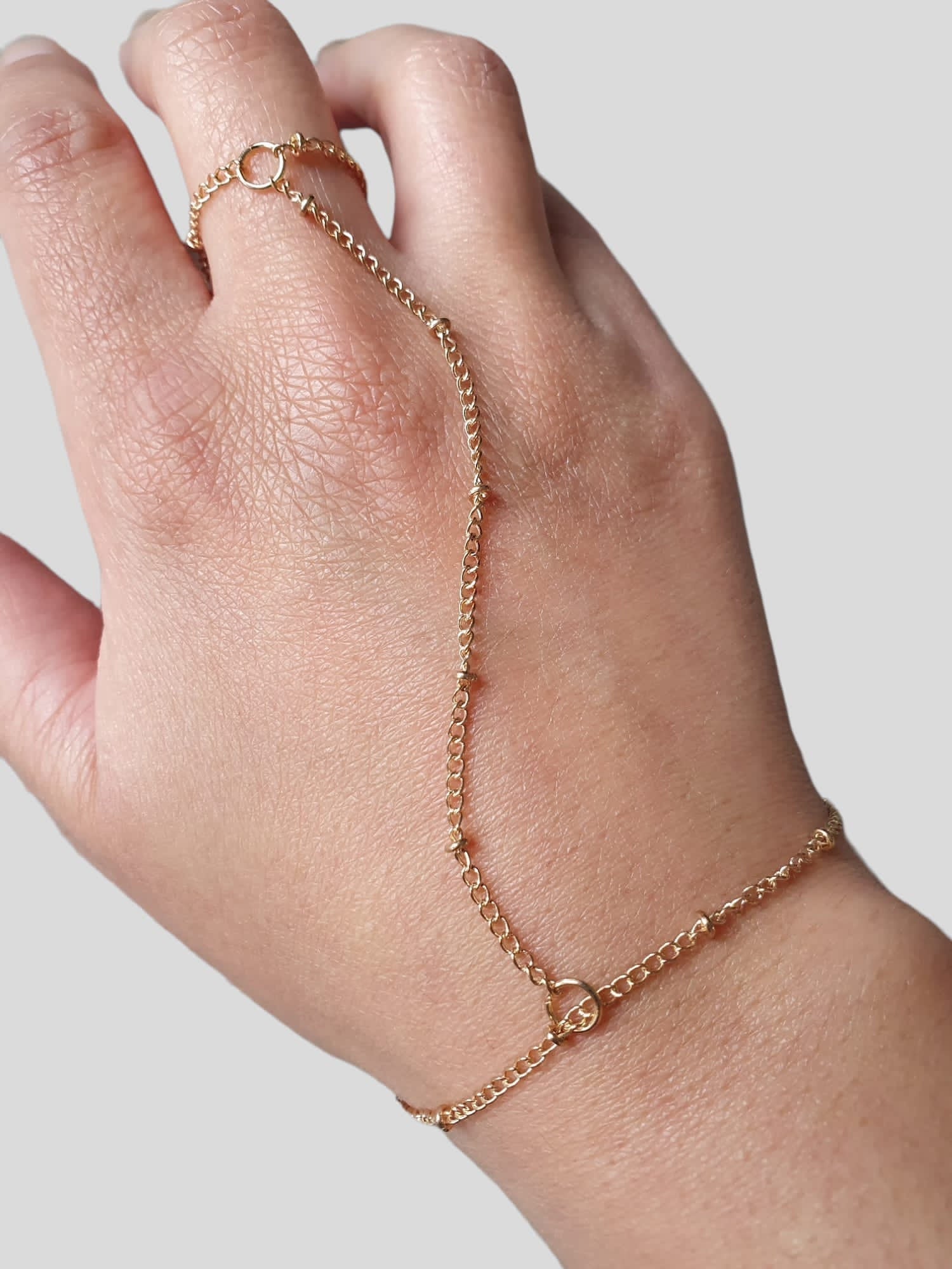 Silver Hand Finger Chain Ring Bracelet