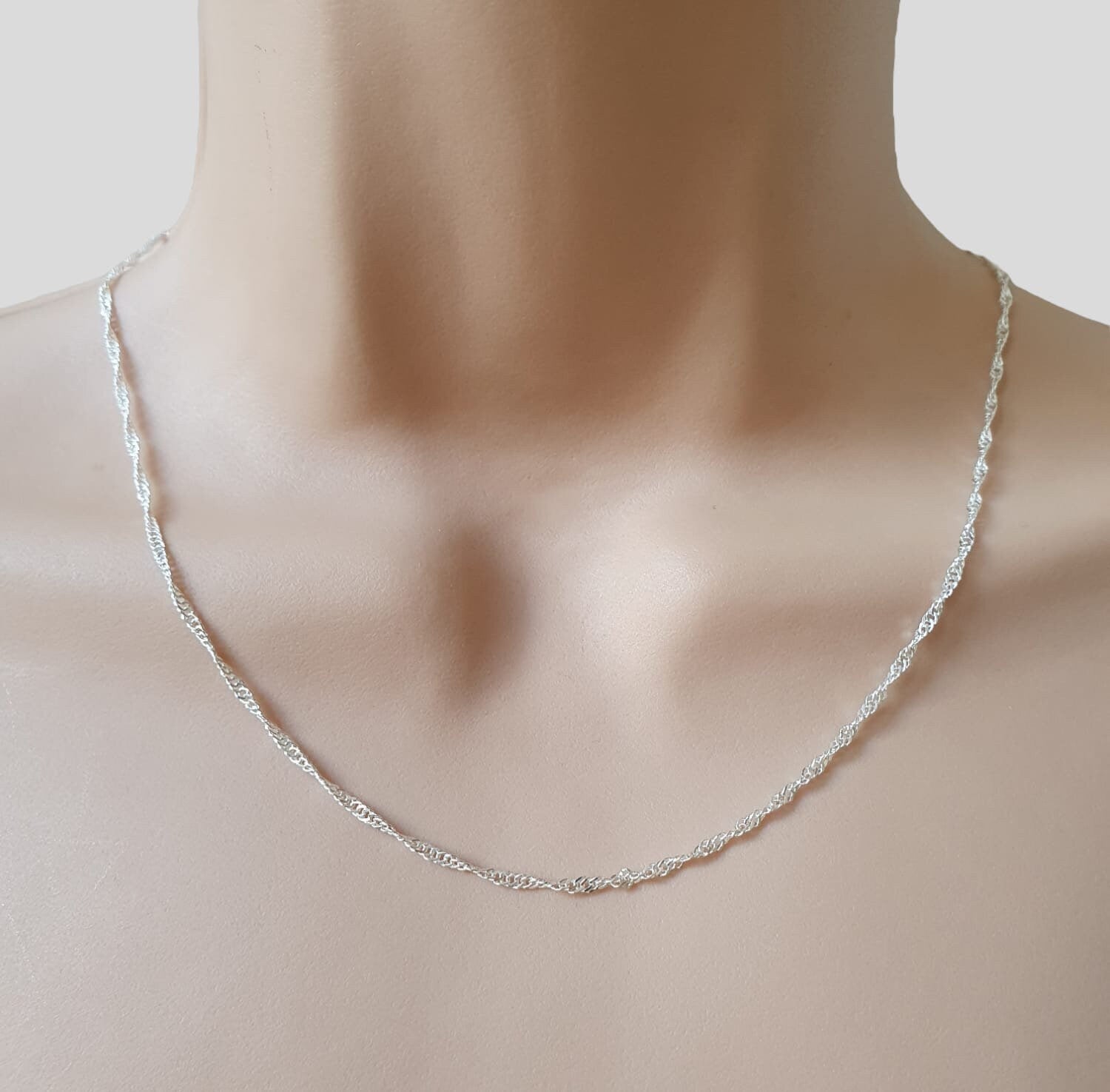 Silver Twisted Thin 925 Pendant Chain Necklace