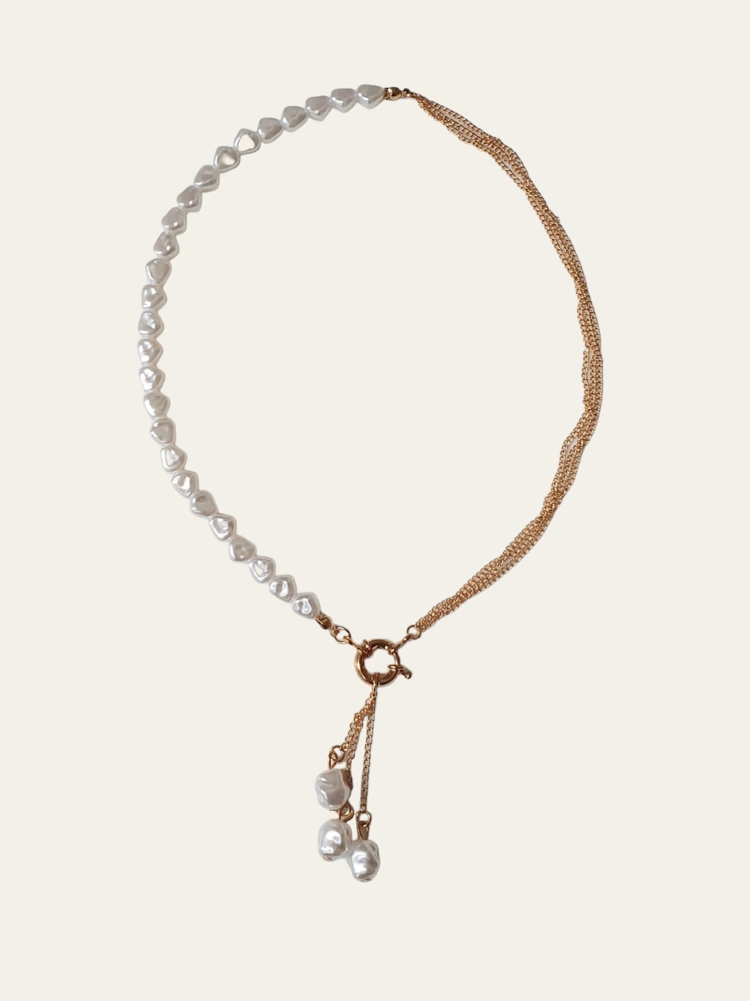 Gold Pearl Tassel Choker Necklace